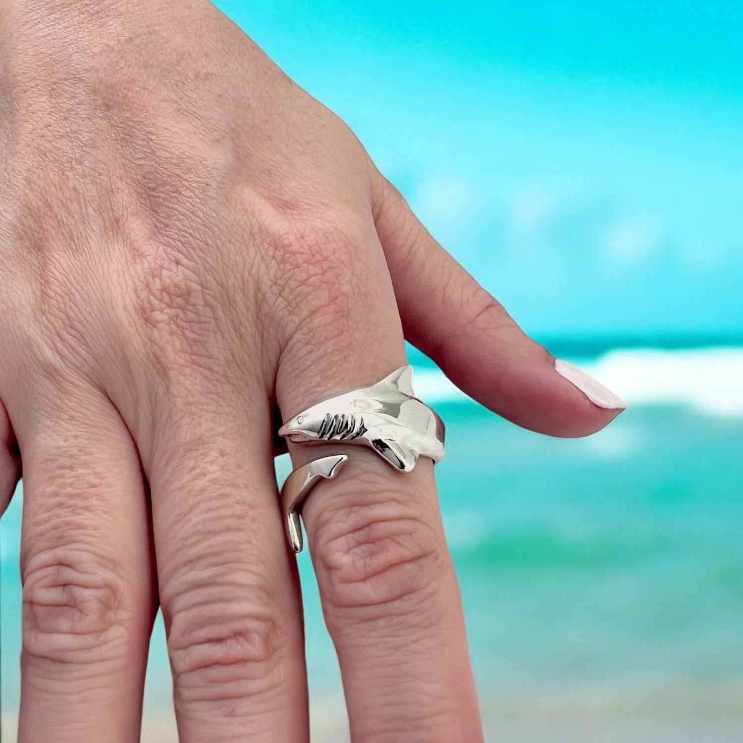 Sterling Silver Adjustable Shark Ring