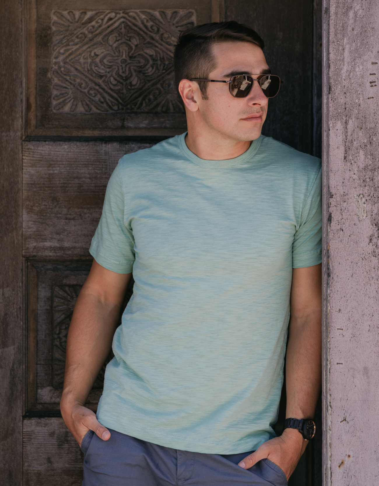 Solid Sage Green Slub Pima Tee