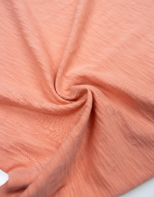 Solid Burnt Coral Slub Pima Tee