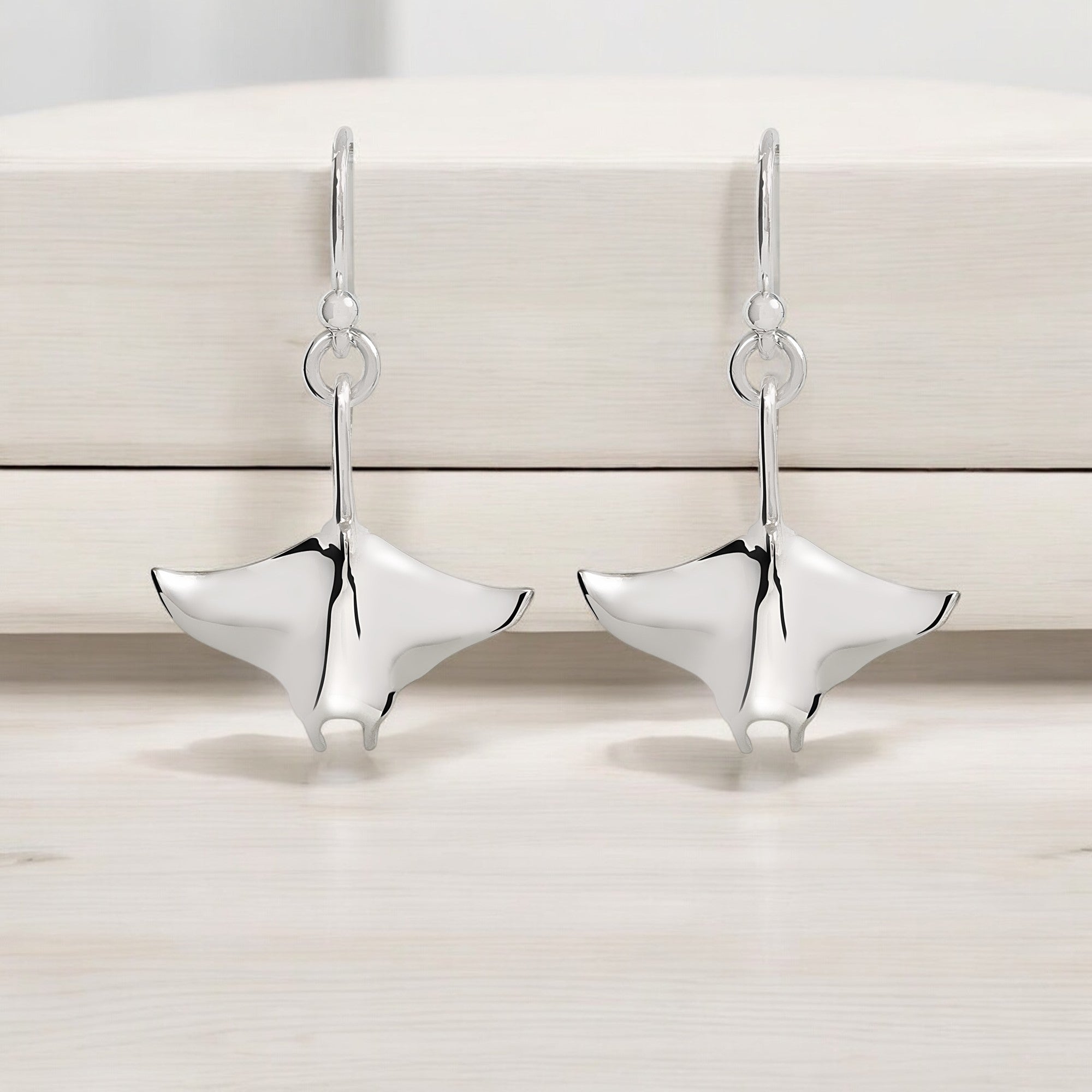 Stingray Charm Sterling Silver Earrings