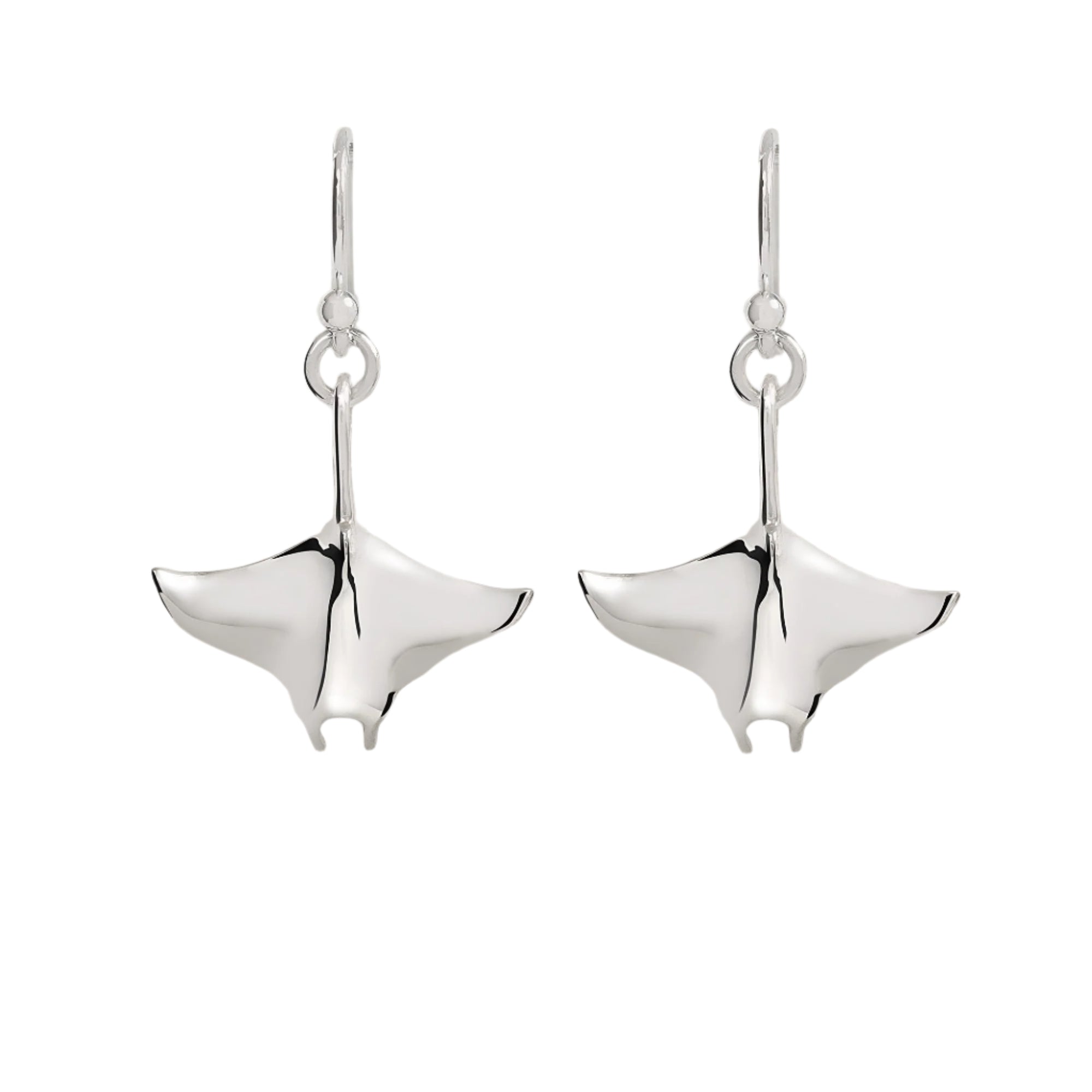 Manta Ray Sterling Silver Drop Earrings