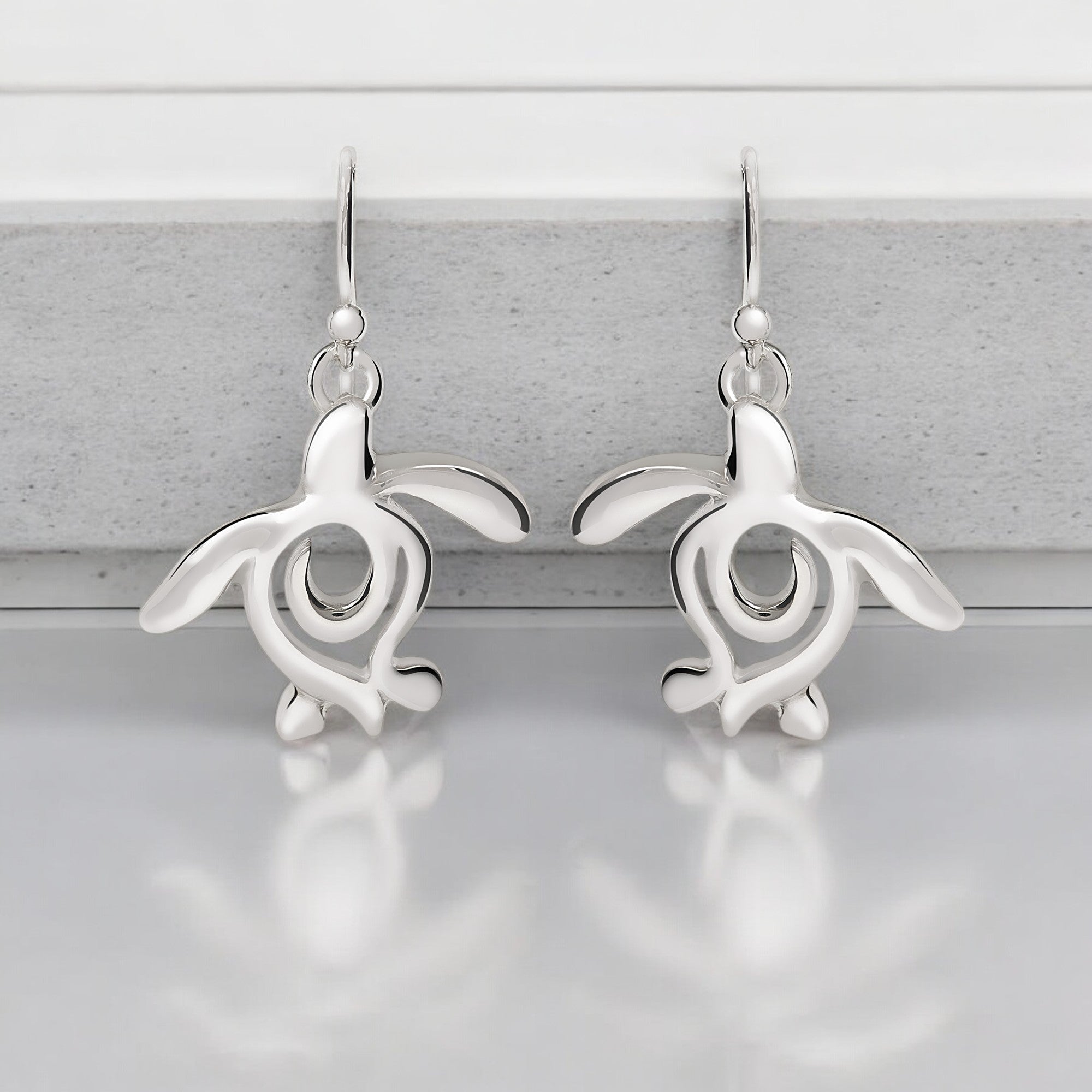Honu Turtle Drop Sterling Silver Earrings