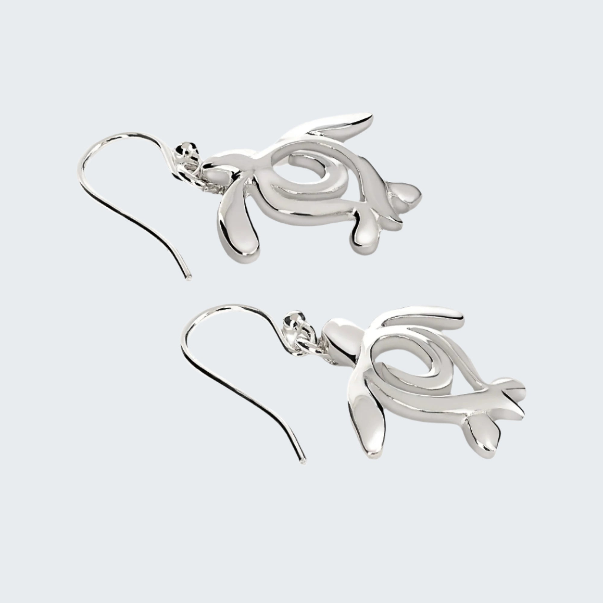 Honu Turtle Drop Sterling Silver Earrings