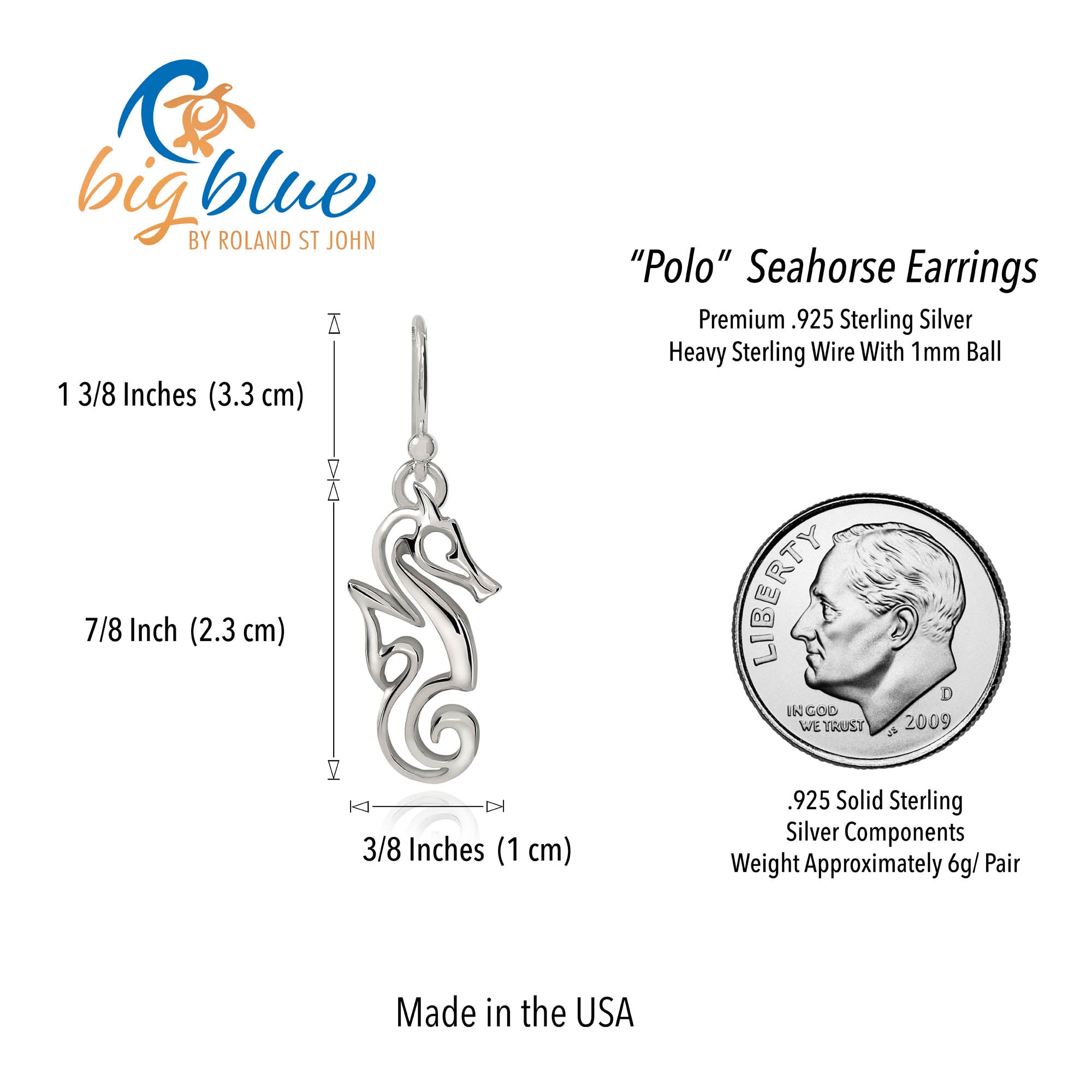 Seahorse Earrings for Women Sterling Silver