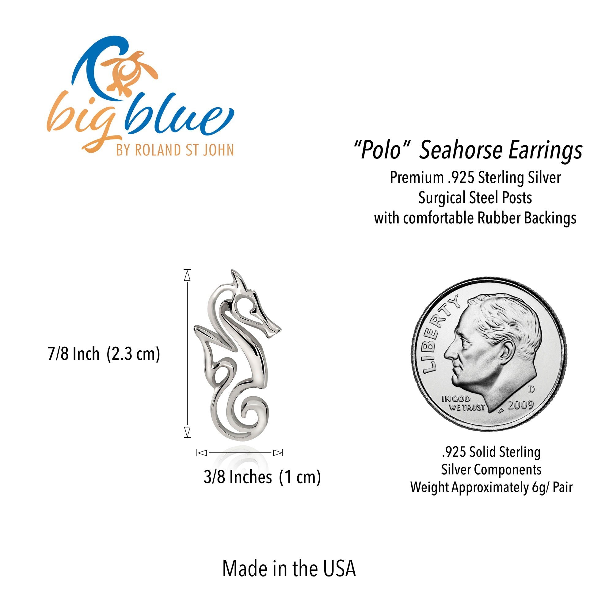 Seahorse Post Earrings Sterling Silver