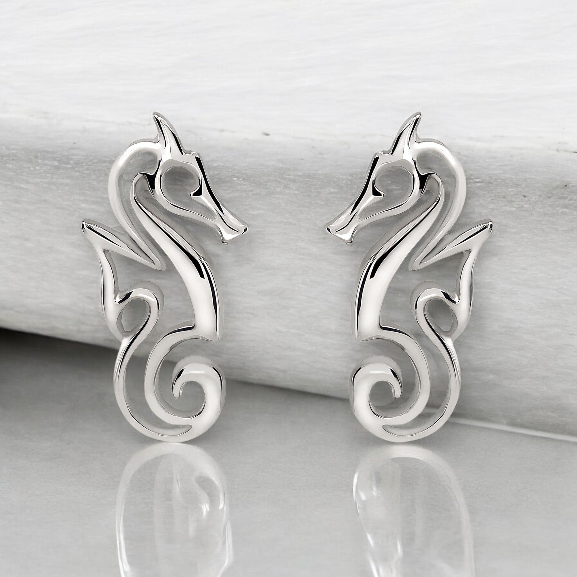 Seahorse Post Earrings Sterling Silver