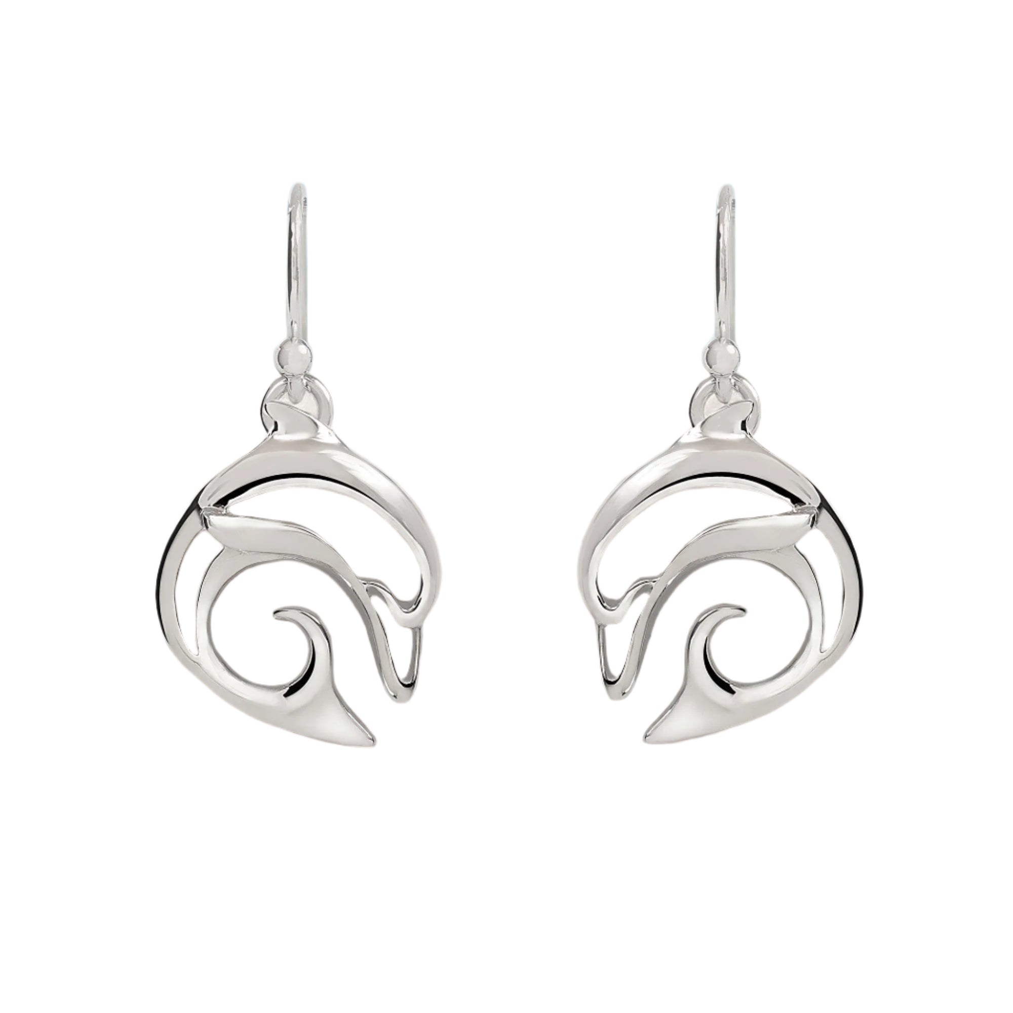 Dolphin Drop Earrings for Women Sterling Silver