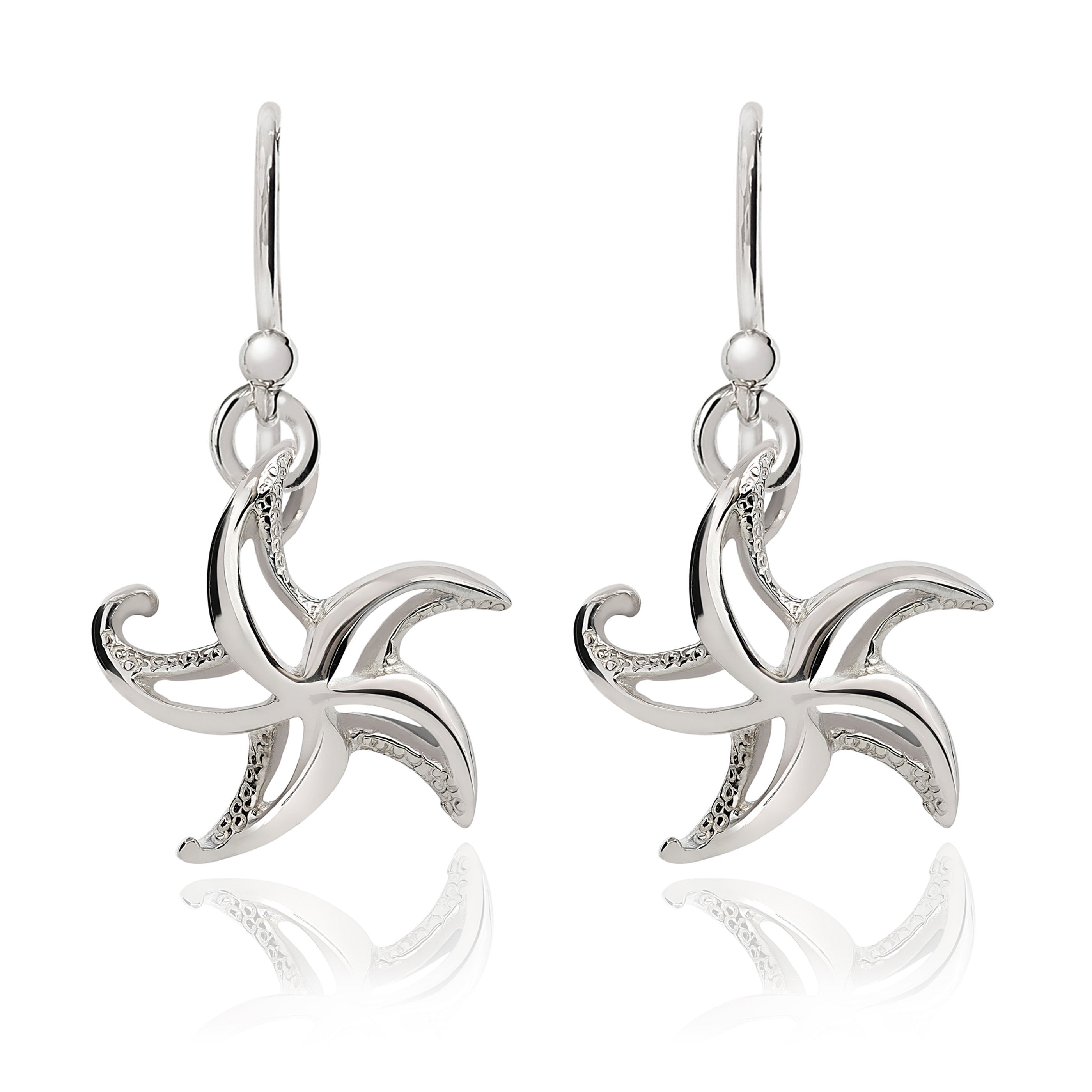 Starfish Drop Earrings Sterling Silver
