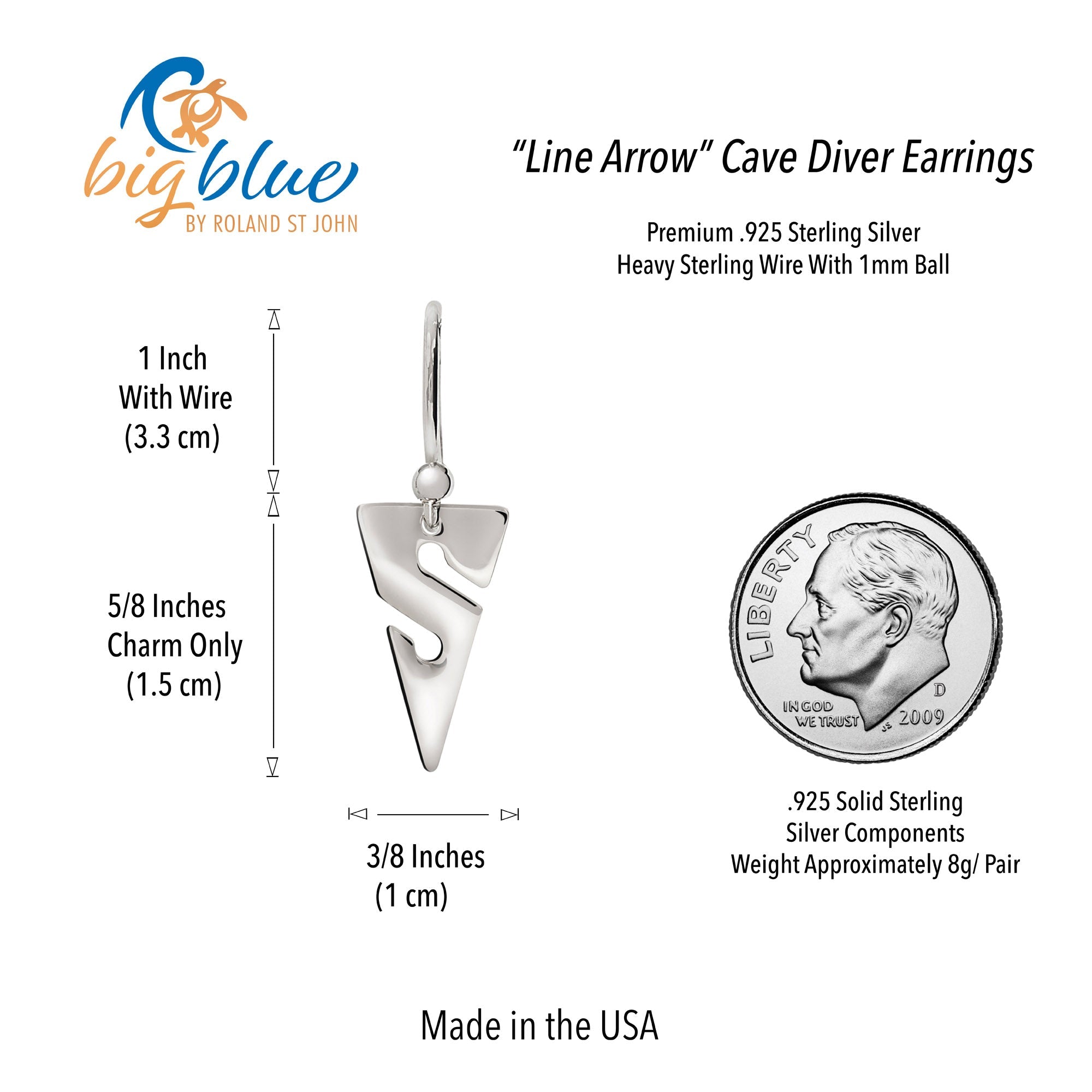 Line Arrow Sterling Silver Drop Earrings