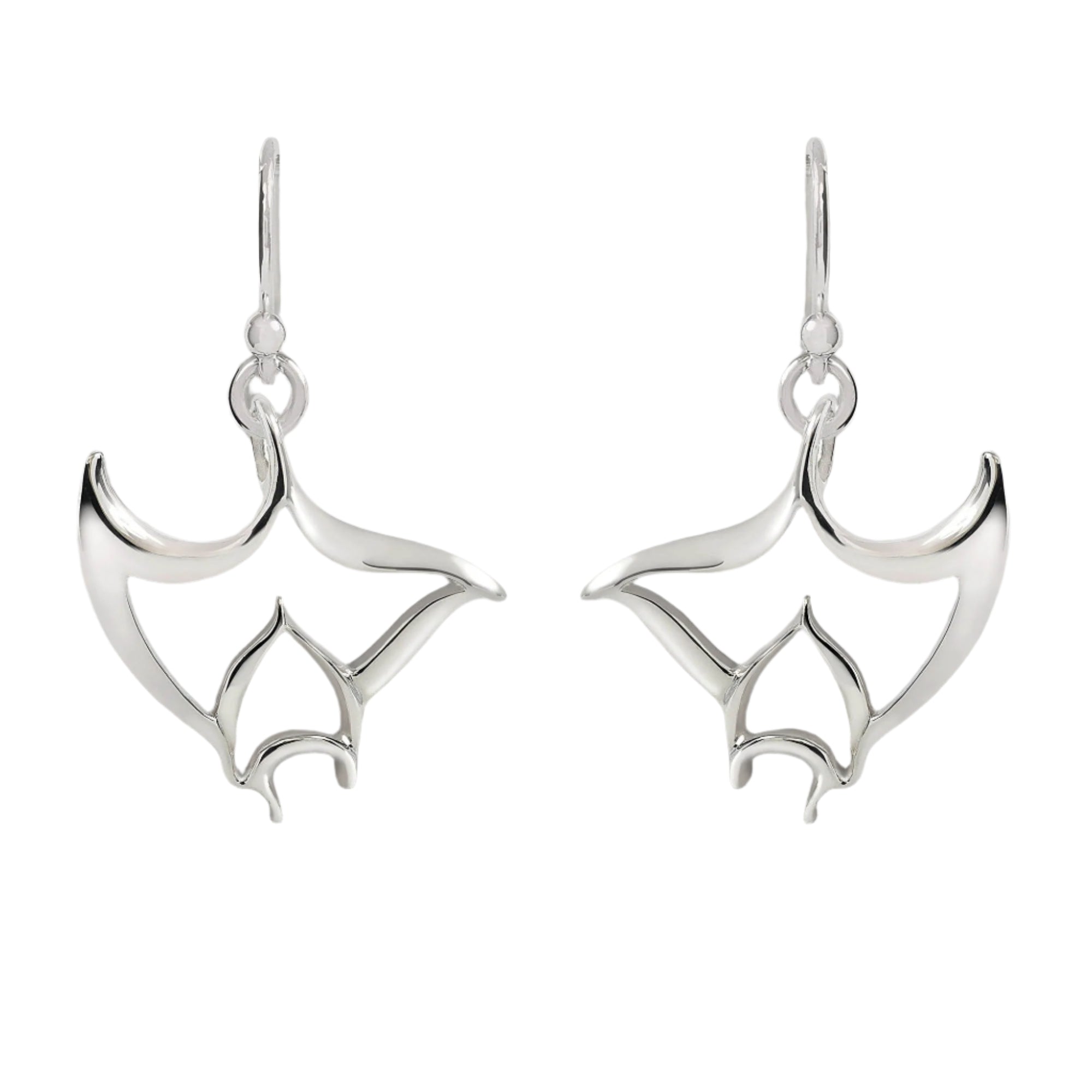 Stingray Drop Earrings Sterling Silver- Manta Ray Dangle Earrings, Stingray Charm Earrings, Manta Ray Dangle Earrings Sterling Silver