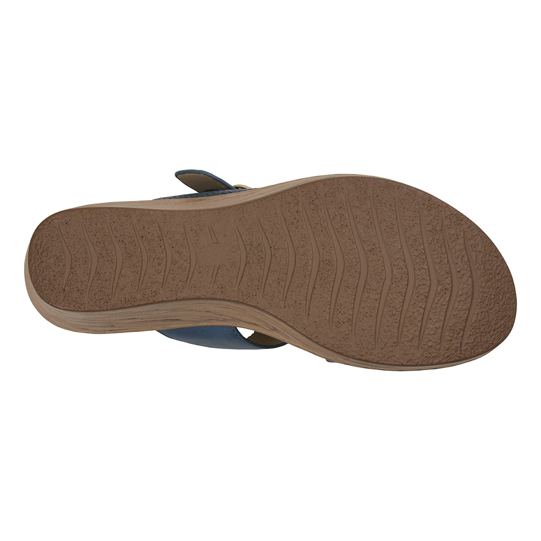 GC Shoes Women's Odalis Blue Wedge Sandals with Buckle