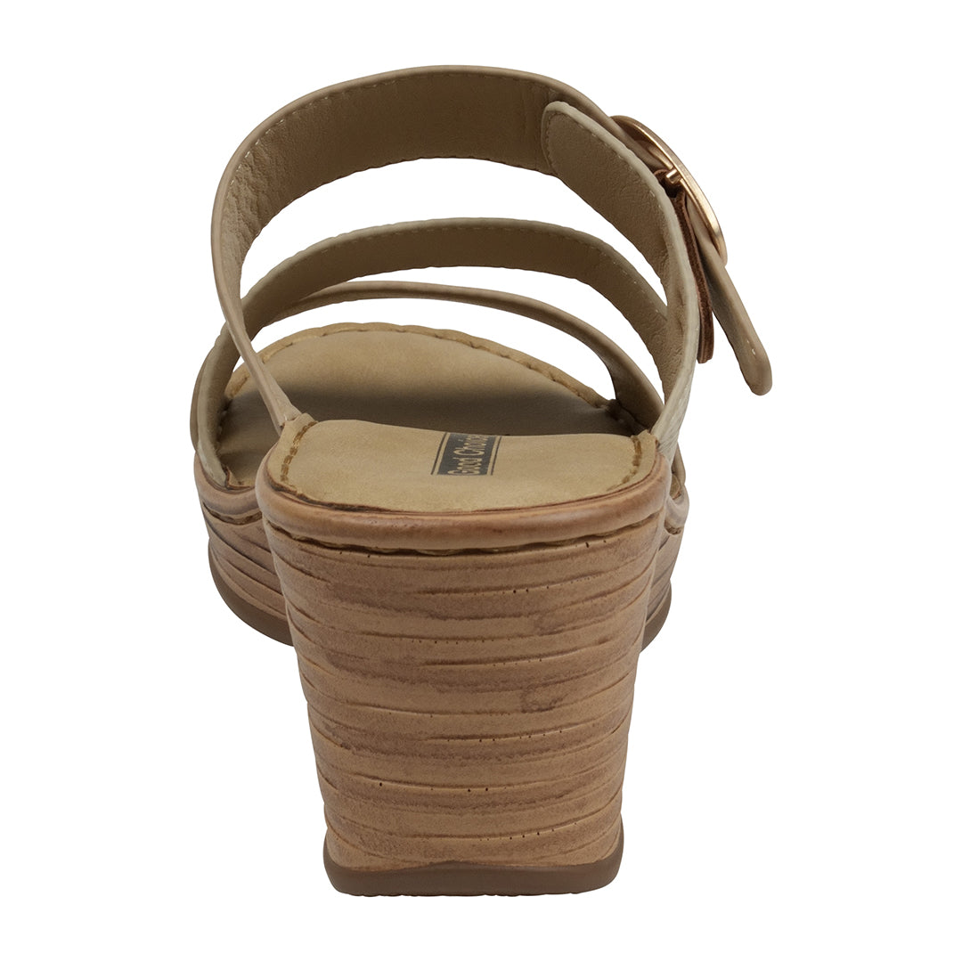 GC Shoes Women's Odalis Natural Wedge Sandals with Buckle