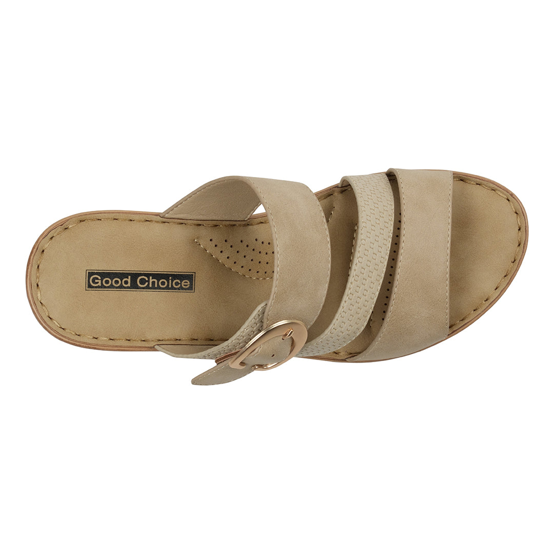 GC Shoes Women's Odalis Natural Wedge Sandals with Buckle