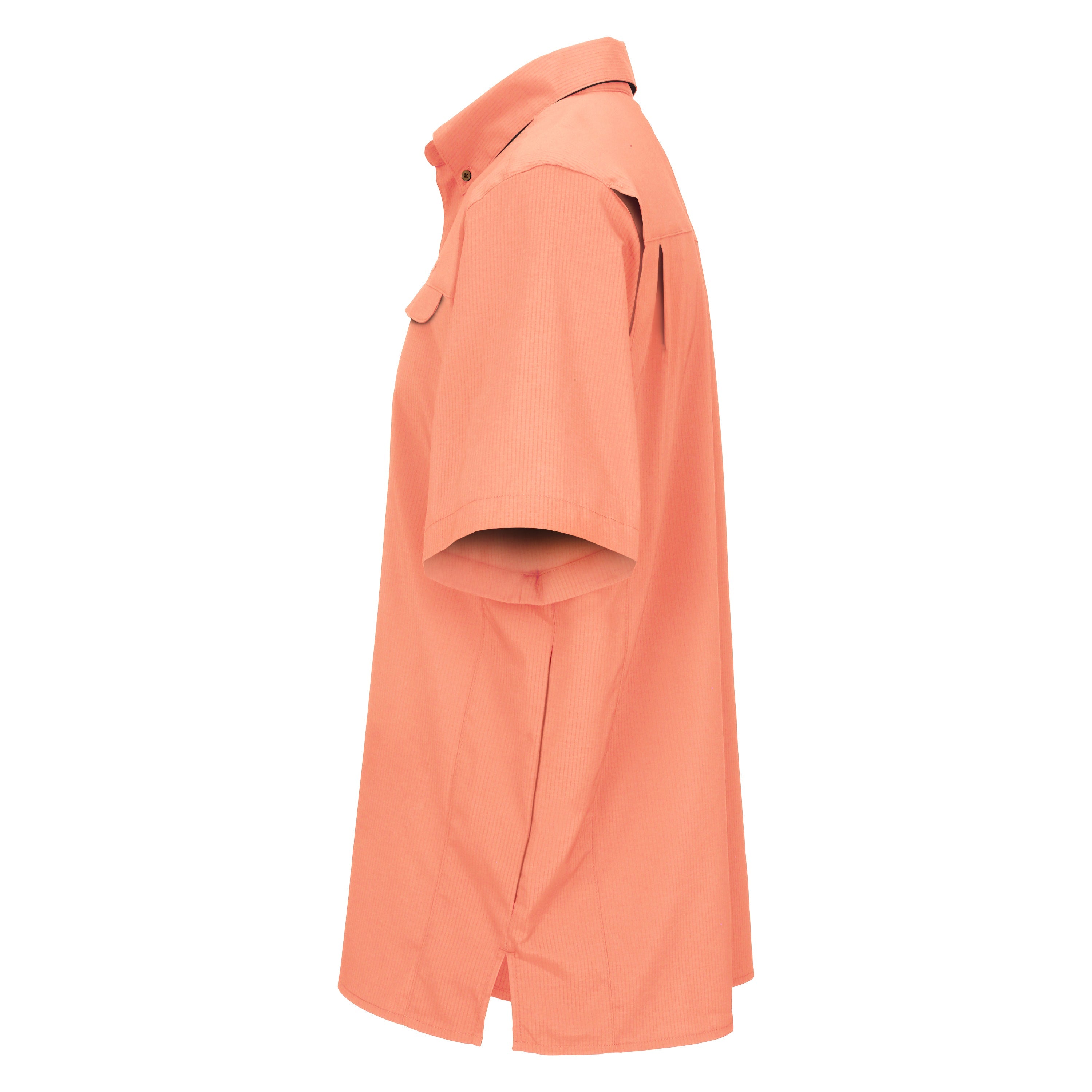 Side view of a peach-colored poncho on a white background