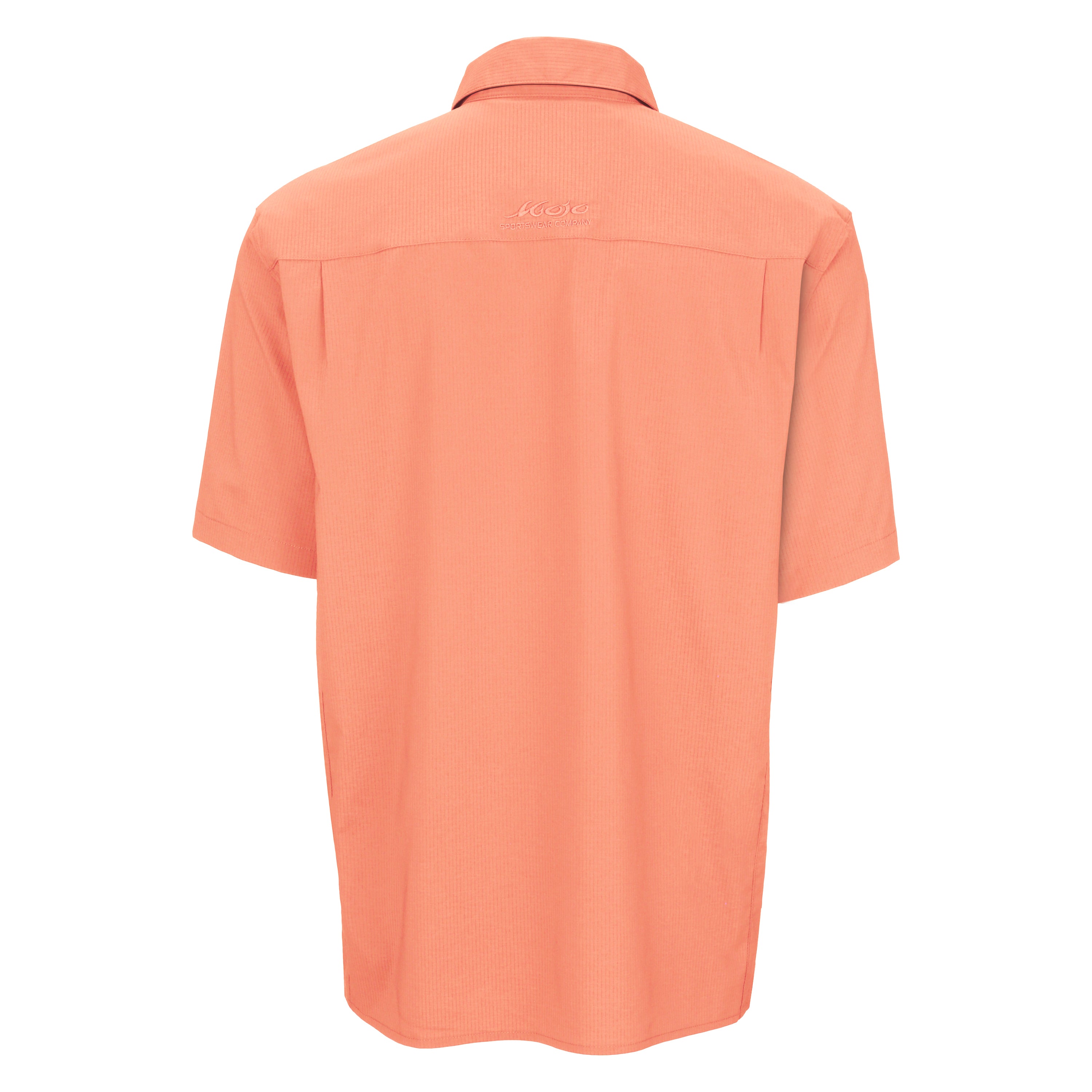 Peach-colored polo shirt on a white background