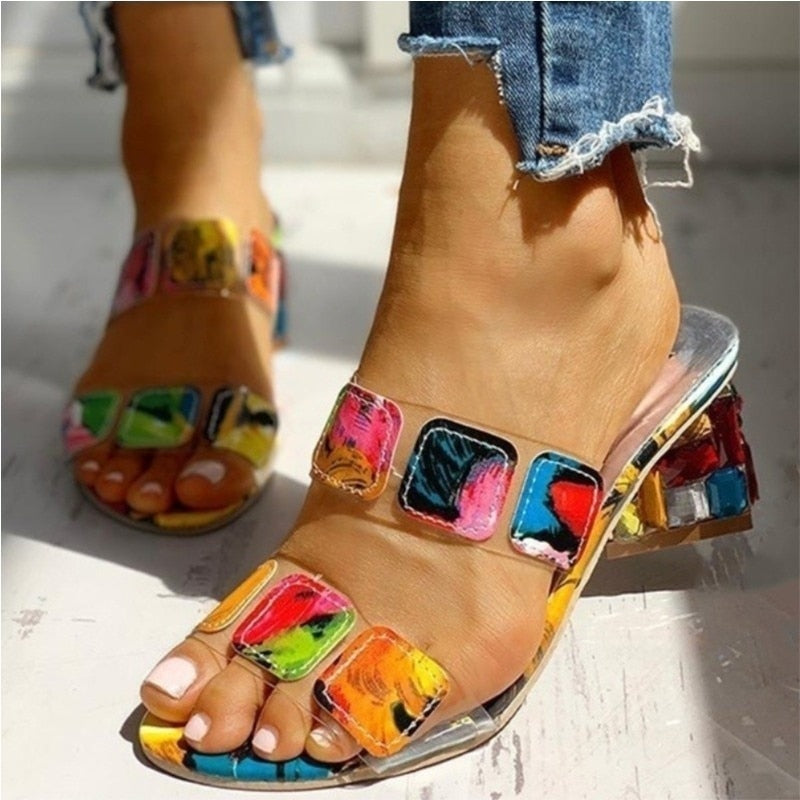 Sandals Women Square Heels Summer Sandals Peep Toe - Sun of the Beach Boutique