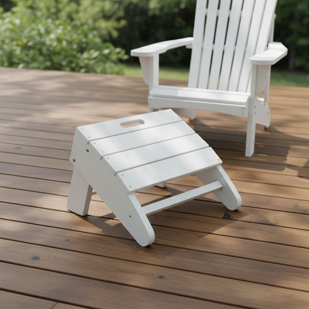 White folding stool on a white background