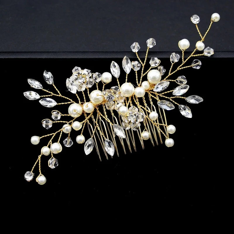 Elegant Handmade Tiara Wedding Hair Comb