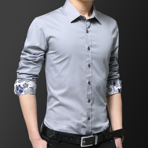 Button Down Shirt with Oriental Inner Details