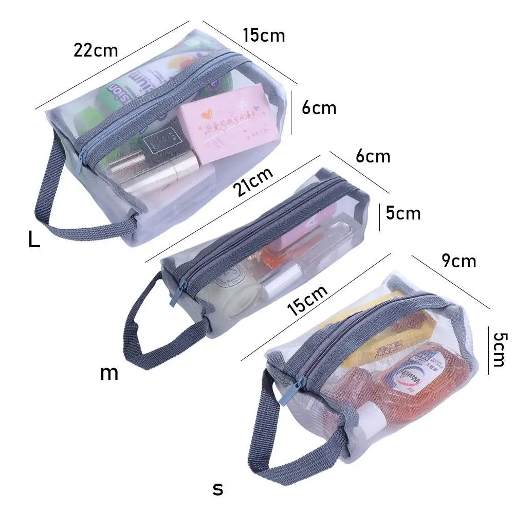 Mesh Transparent Cosmetic Bag Skin Care Storage Bag Handbag Portable