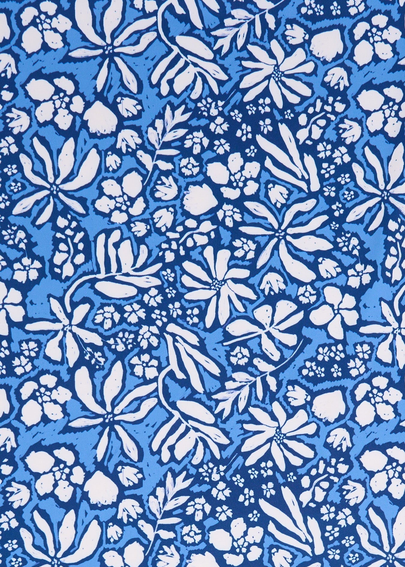 White floral pattern on a blue background