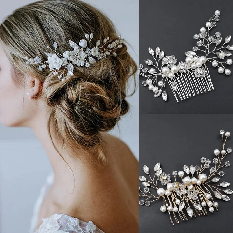 Elegant Handmade Tiara Wedding Hair Comb