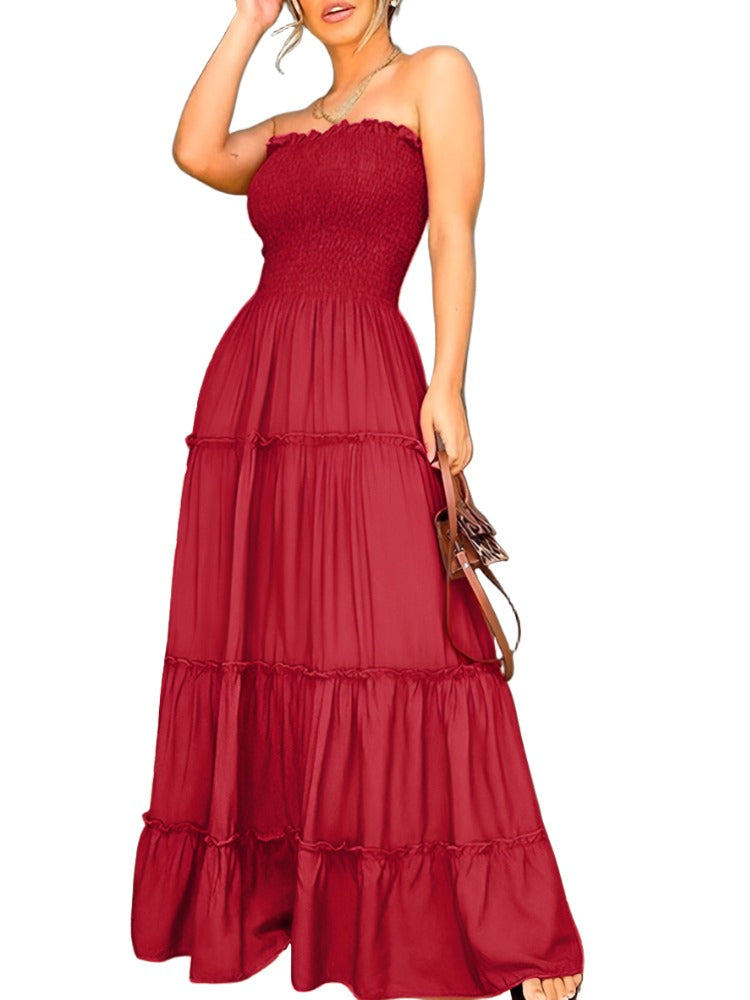 Elastic Fold Strapless Party Dress