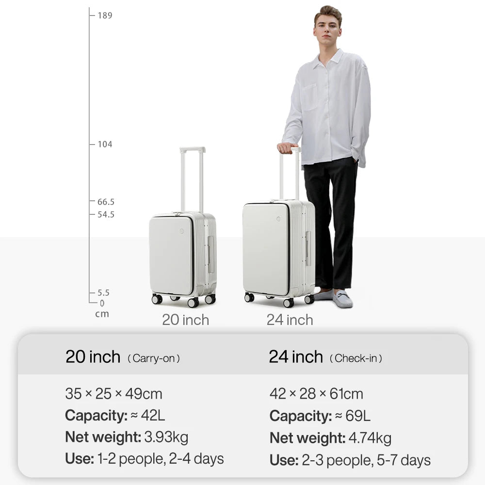 Mixi Aluminum Frame Suitcase Carry On Rolling Luggage