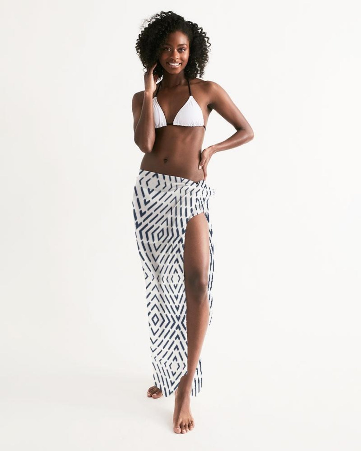 Sheer Abstract Black And White Sarong