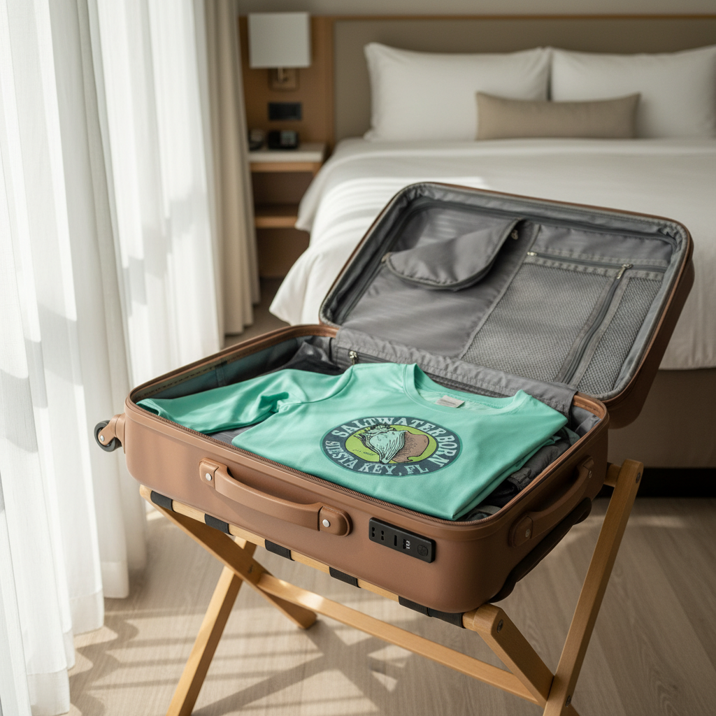 Mint green long-sleeve shirt with 'Saltwater Born' logo on the back against a white background