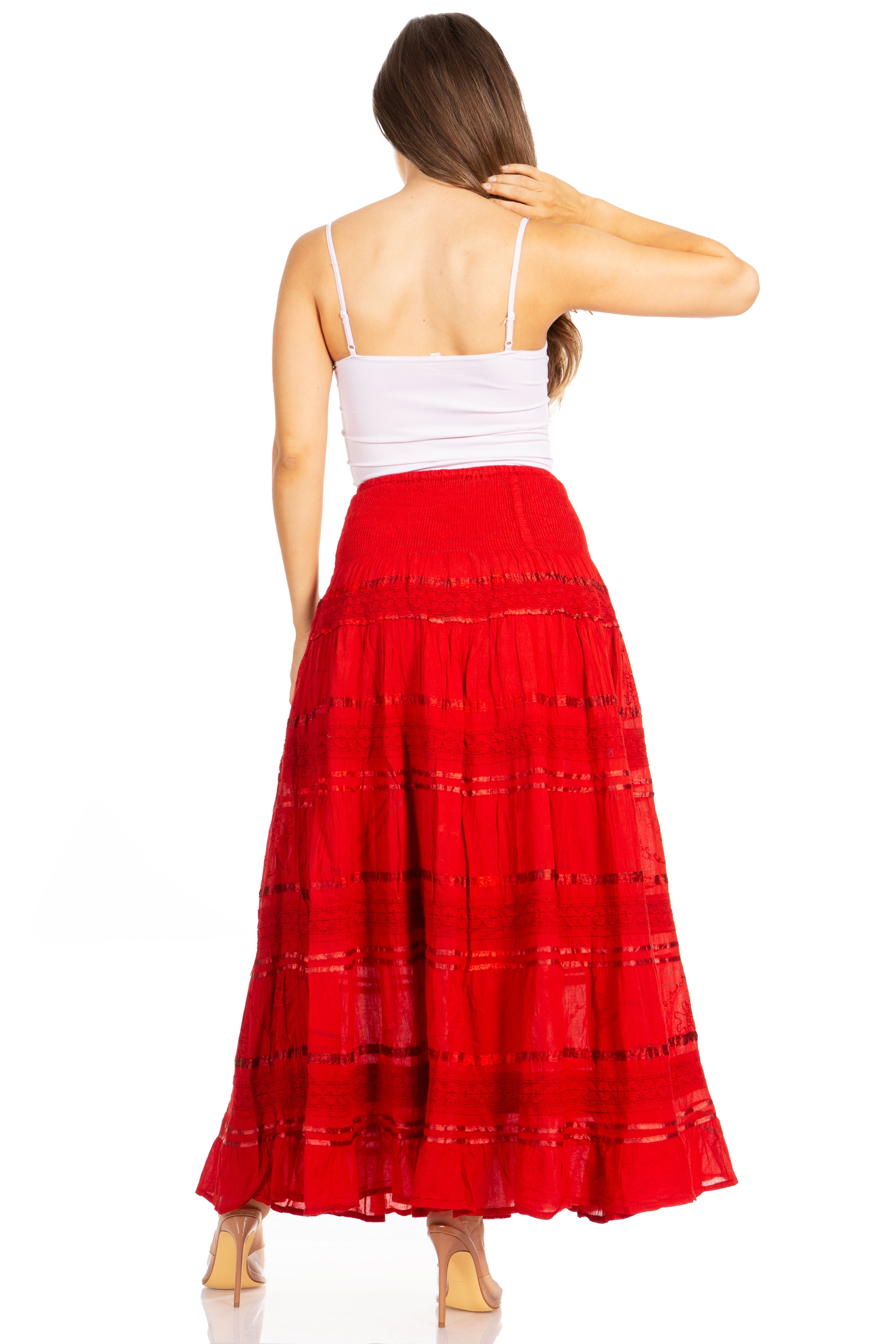 Sakkas - Lace and Ribbon Peasant Boho Skirt