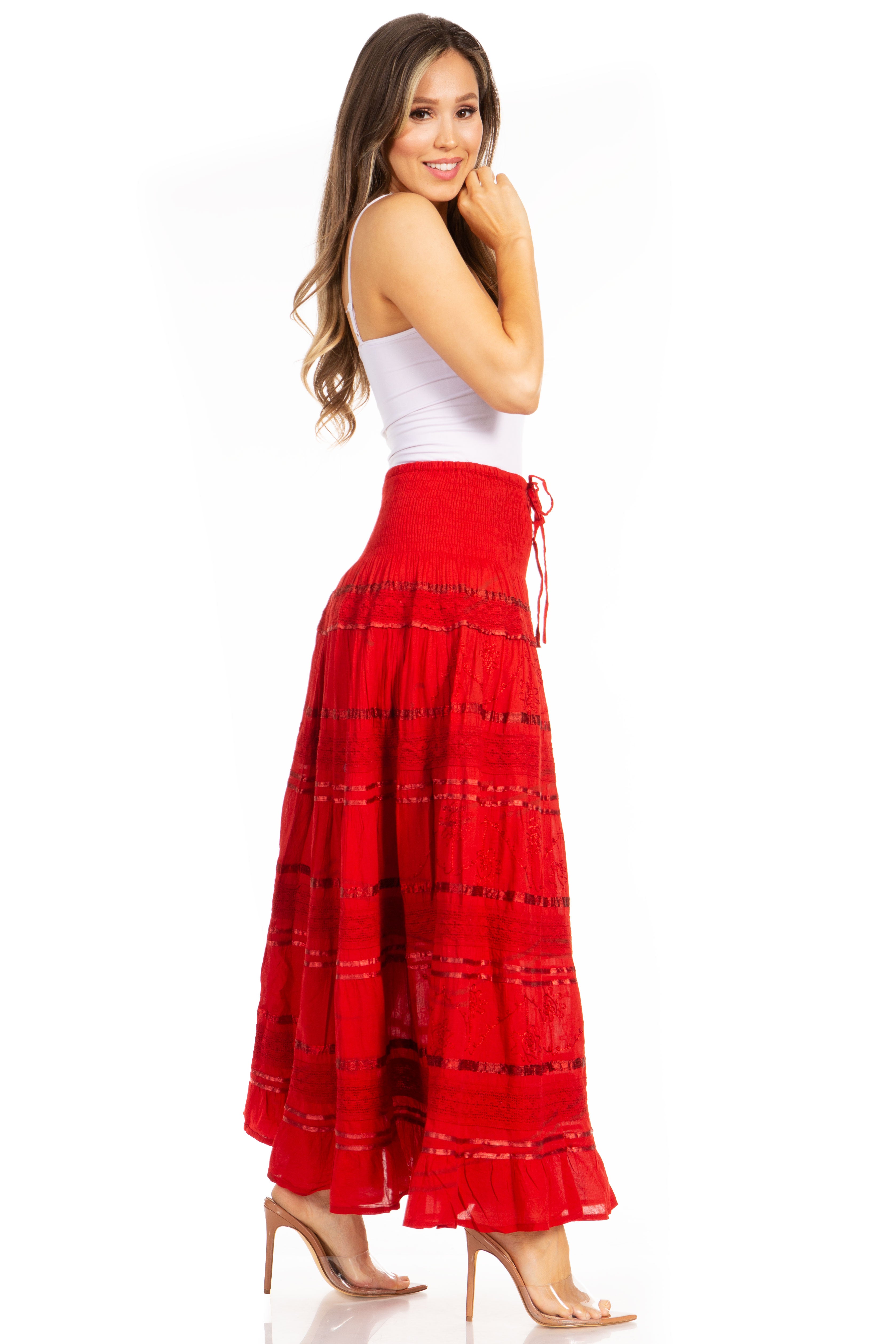 Sakkas - Lace and Ribbon Peasant Boho Skirt