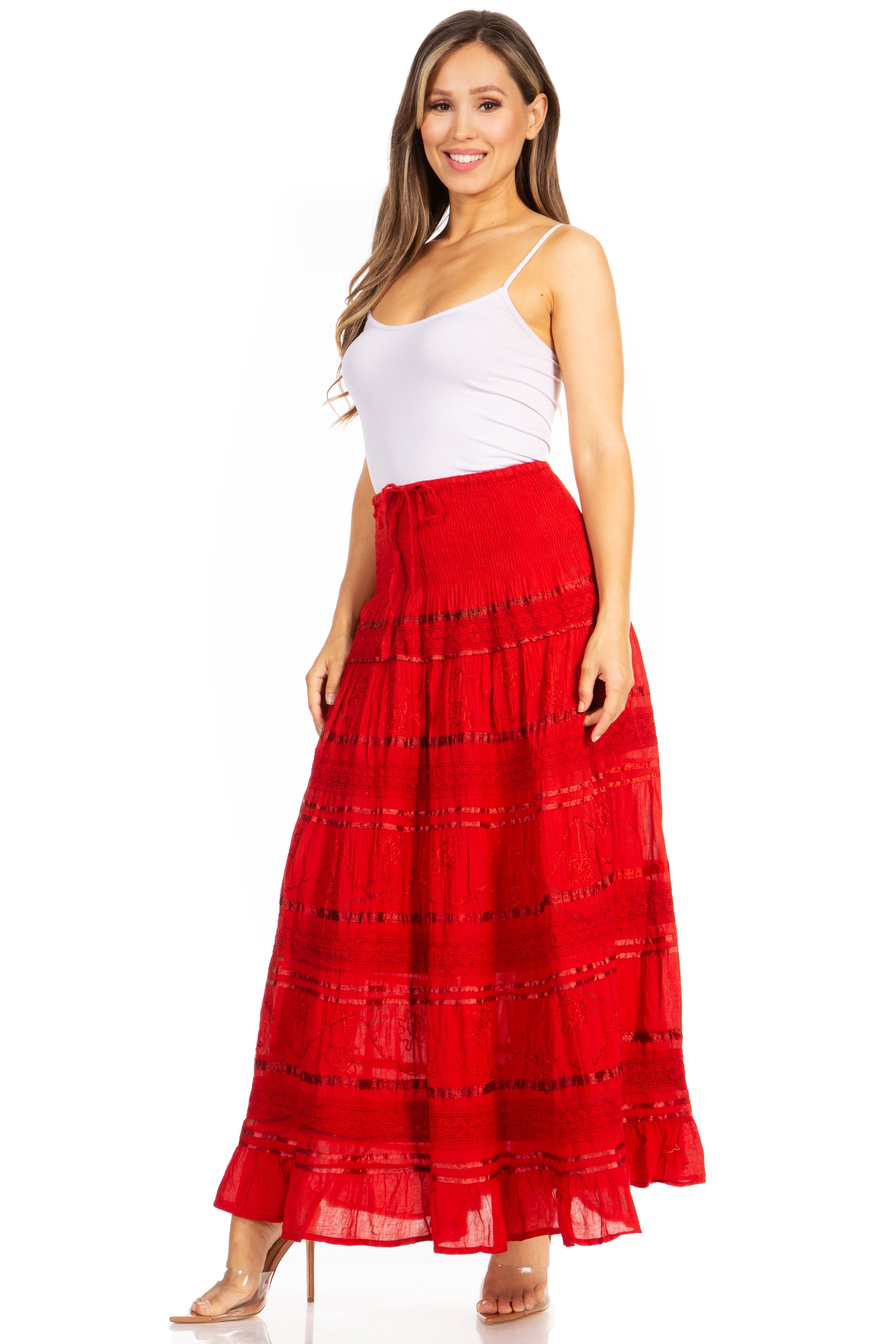 Sakkas - Lace and Ribbon Peasant Boho Skirt