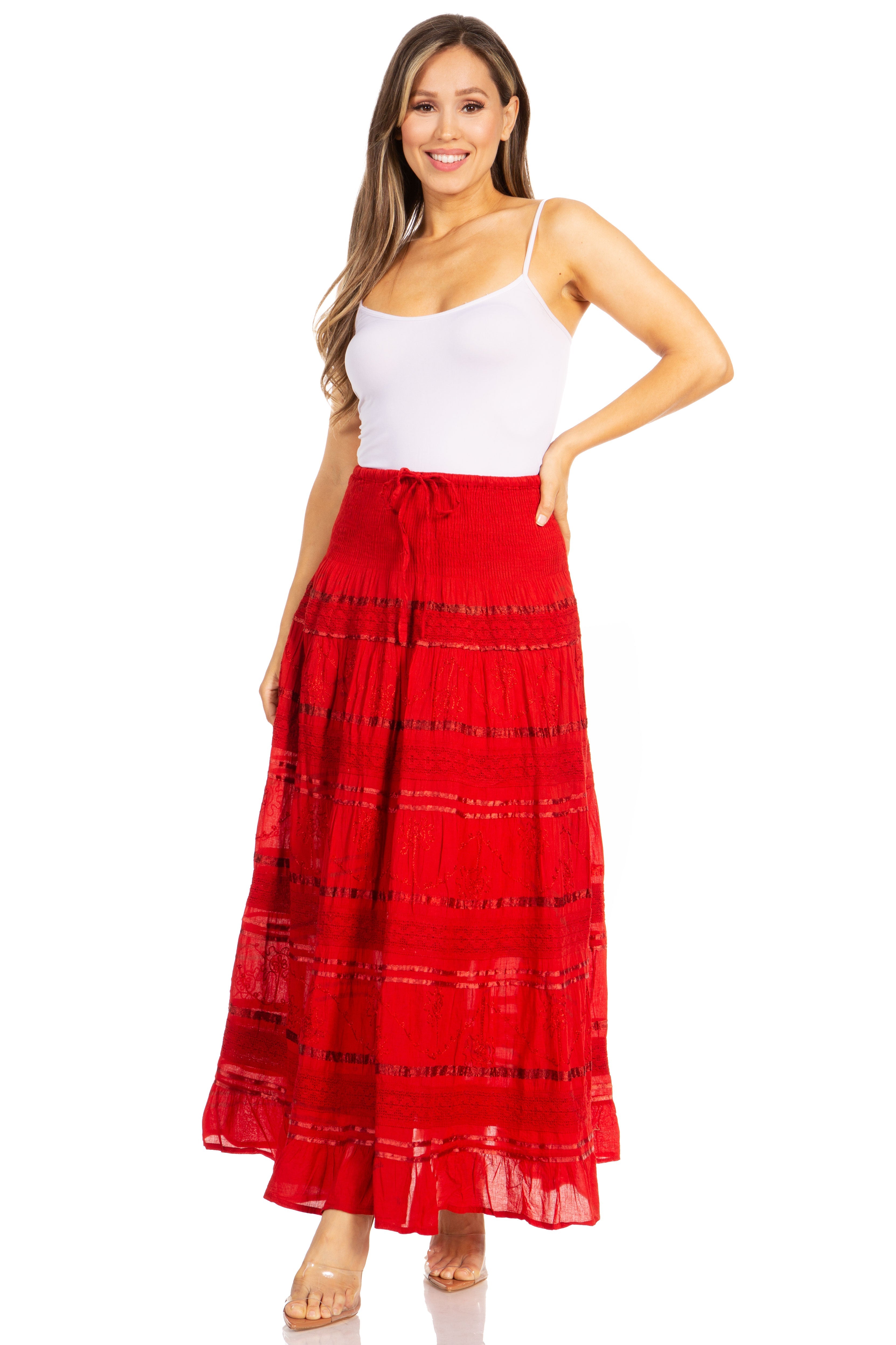 Sakkas - Lace and Ribbon Peasant Boho Skirt