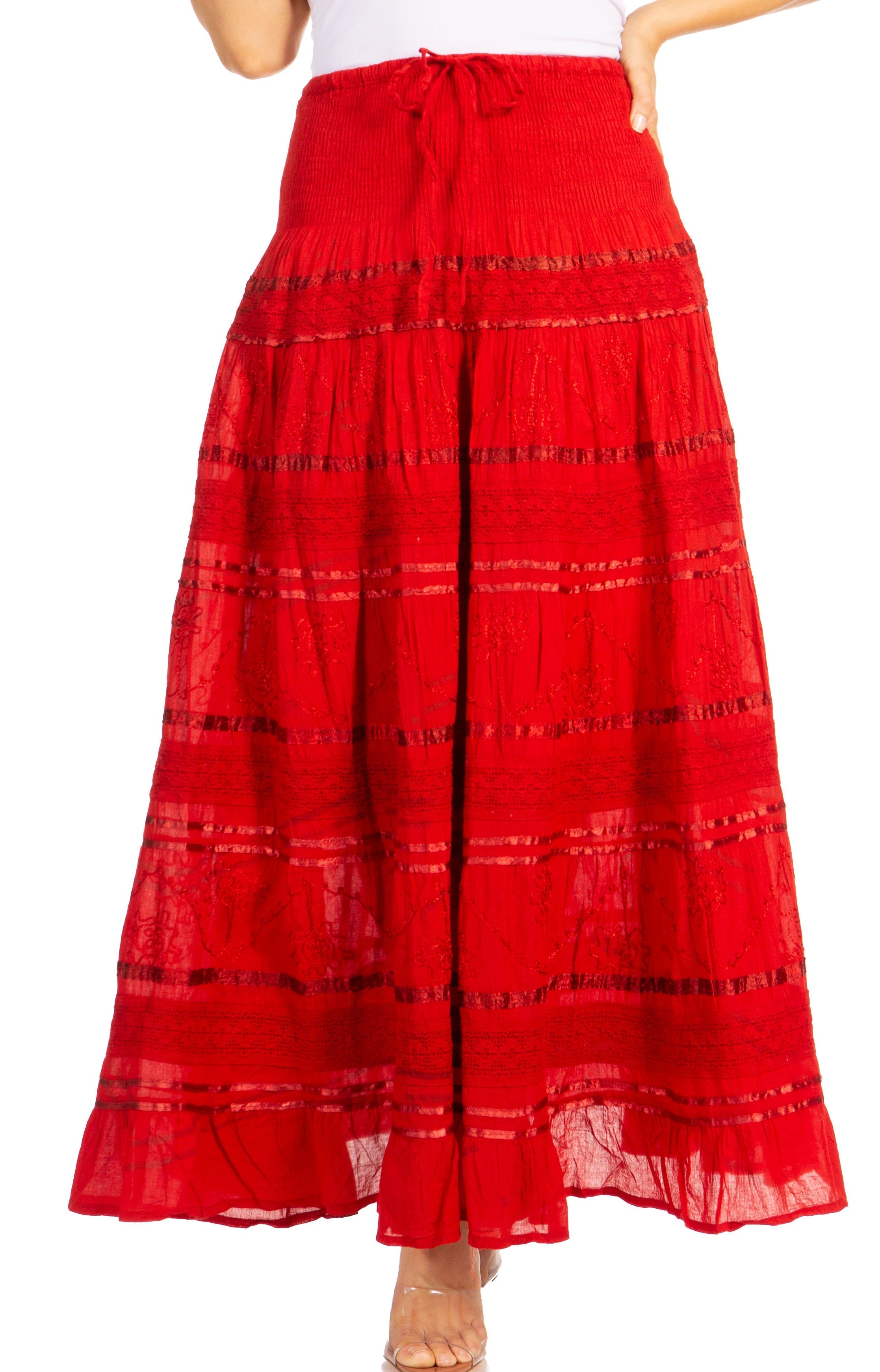 Sakkas - Lace and Ribbon Peasant Boho Skirt