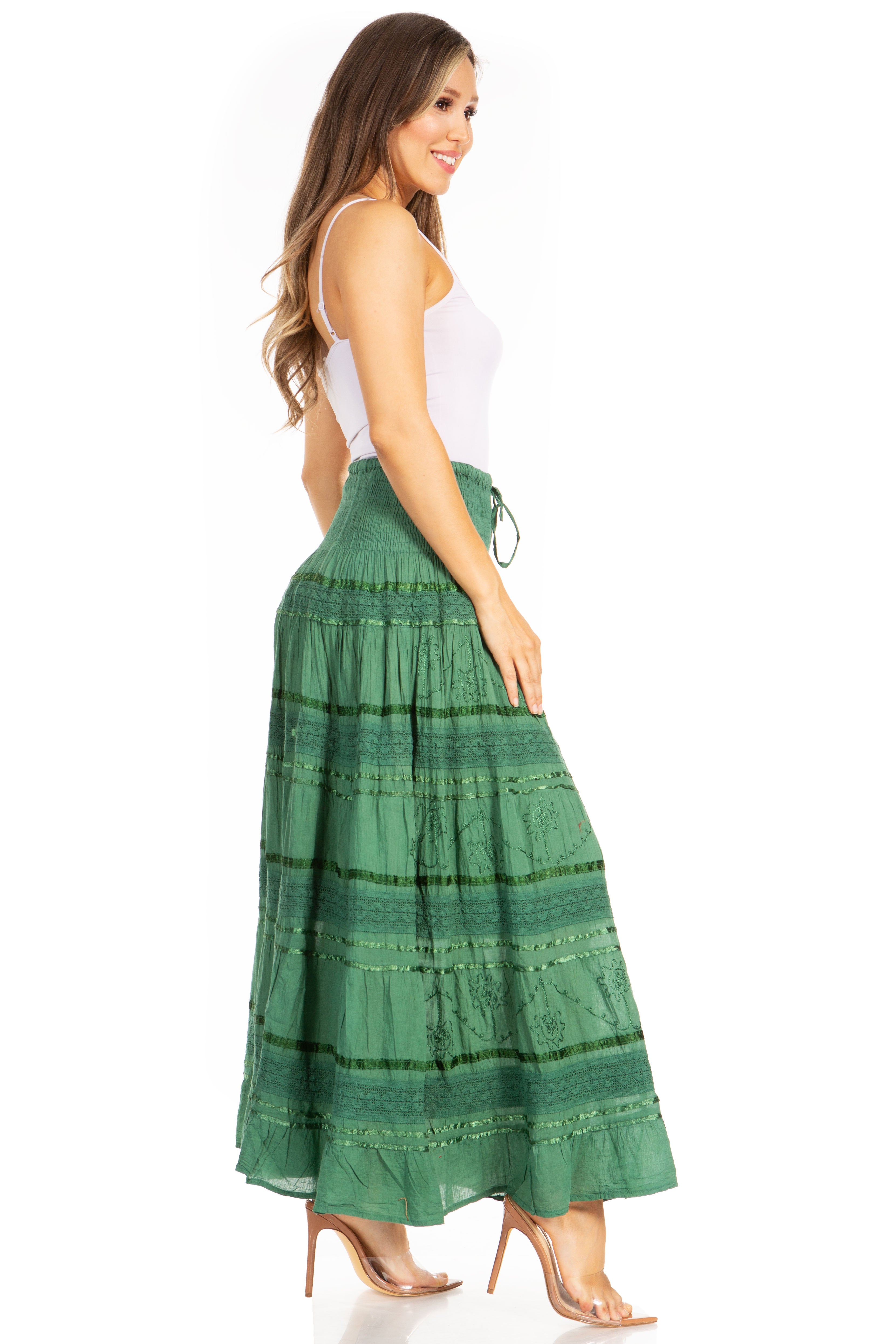 Sakkas - Lace and Ribbon Peasant Boho Skirt