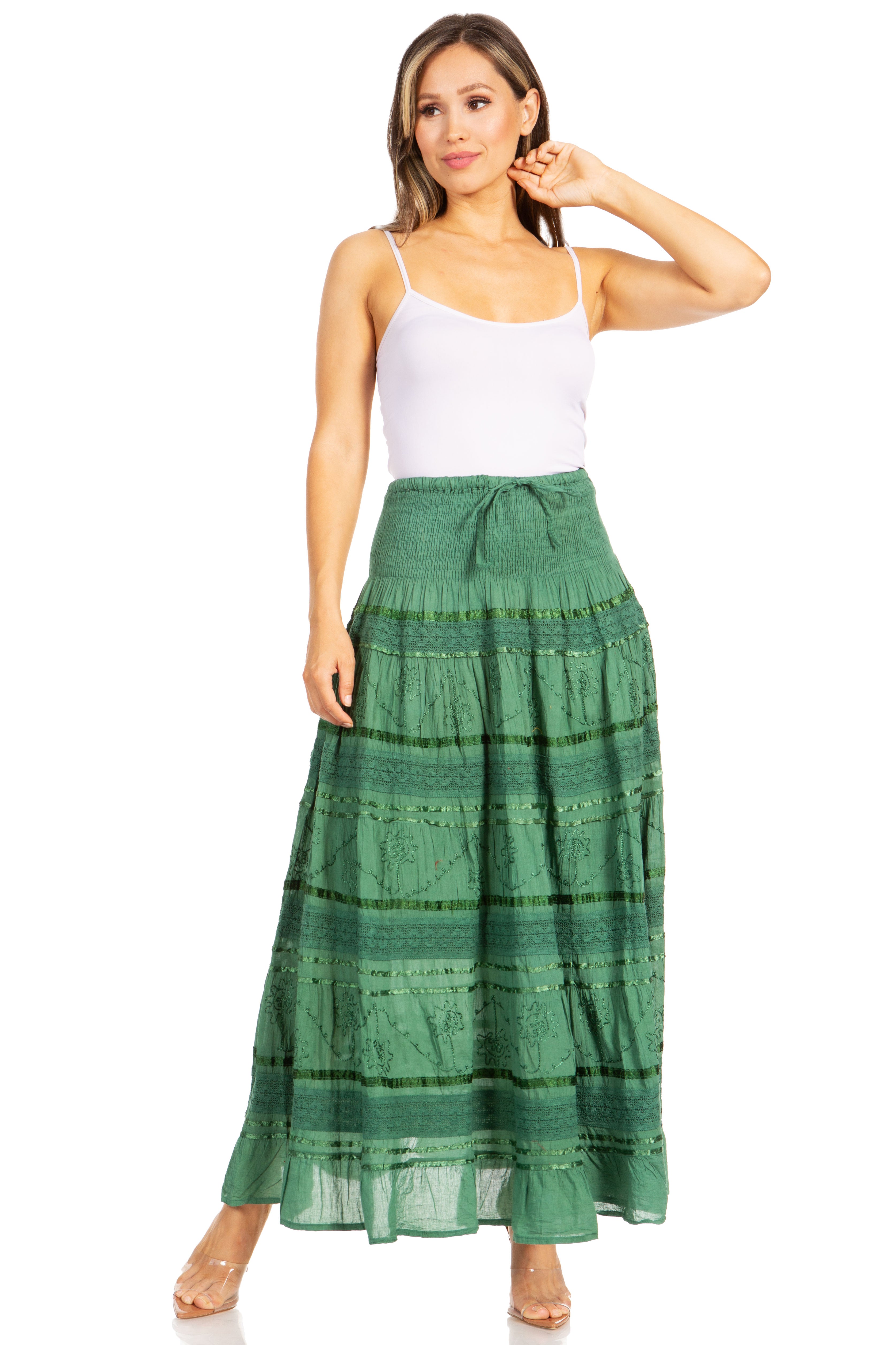 Sakkas - Lace and Ribbon Peasant Boho Skirt