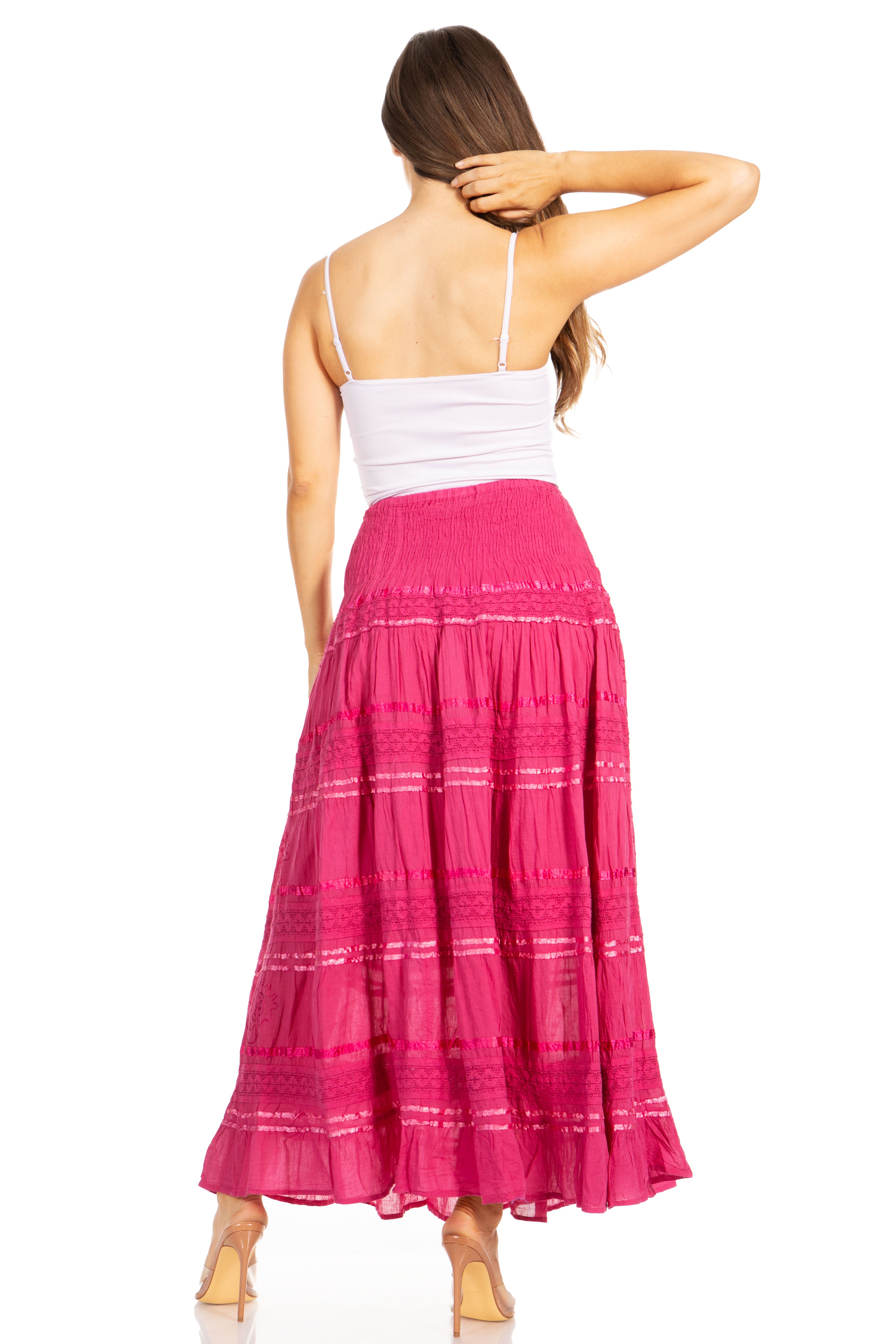 Sakkas - Lace and Ribbon Peasant Boho Skirt
