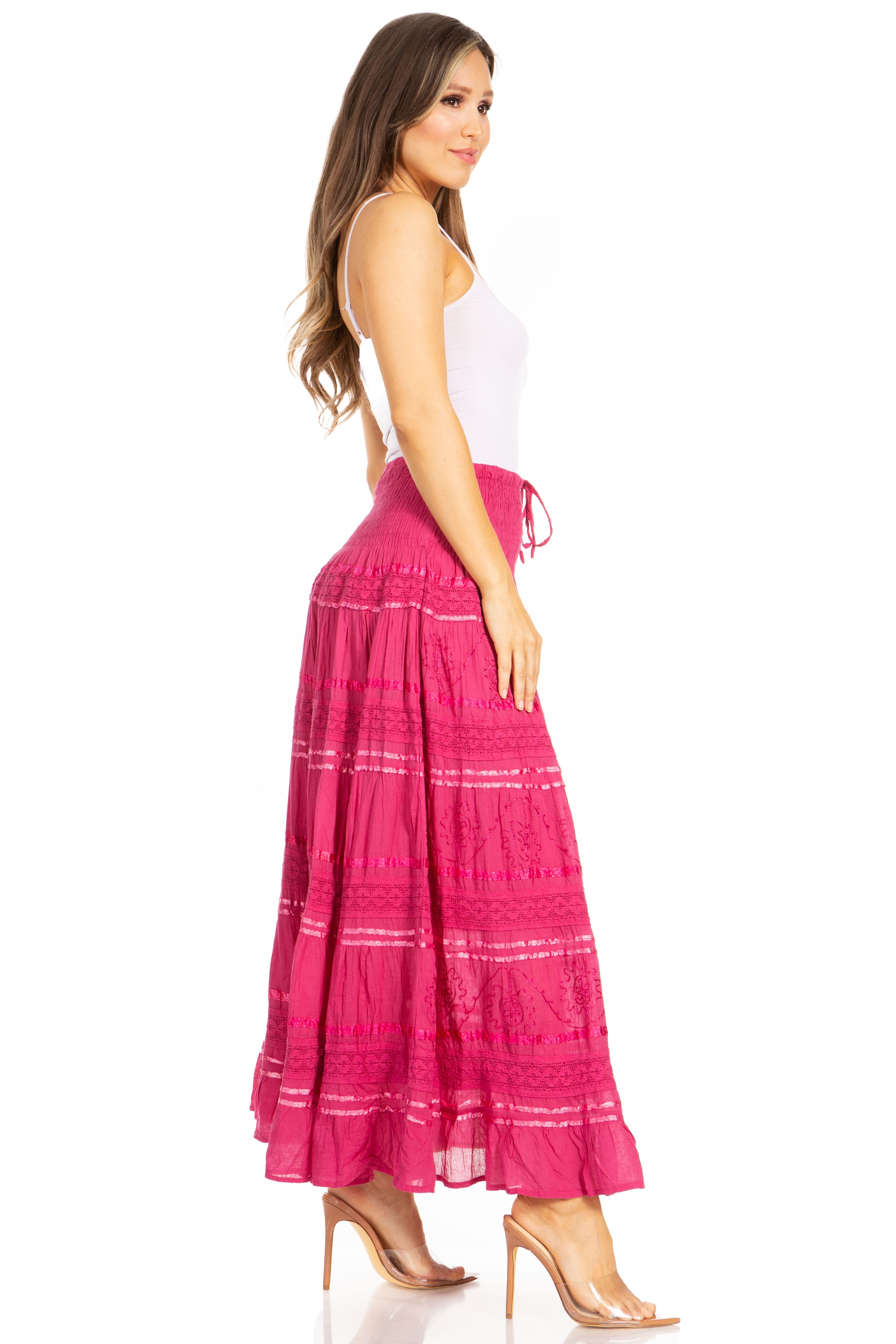 Sakkas - Lace and Ribbon Peasant Boho Skirt