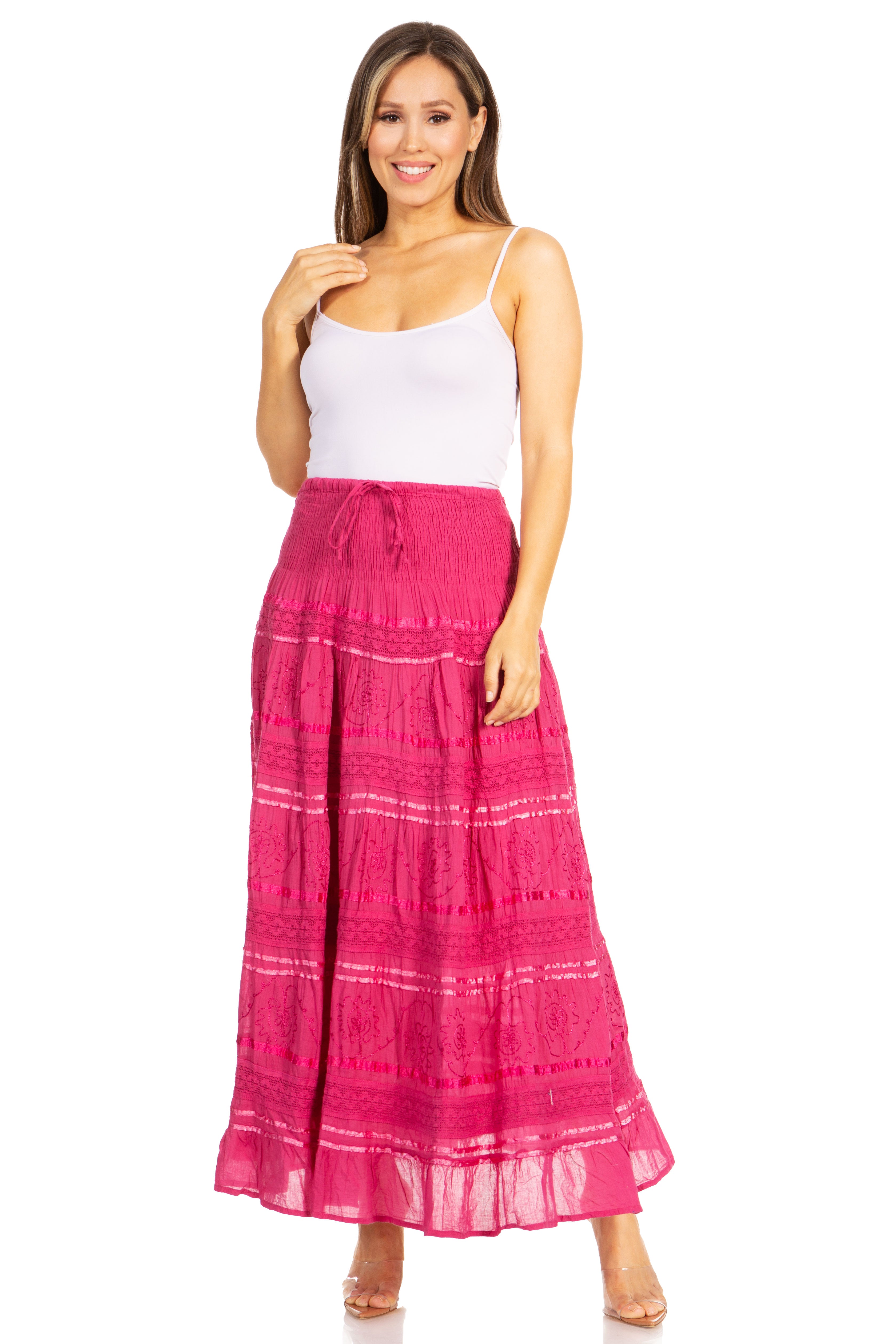 Sakkas - Lace and Ribbon Peasant Boho Skirt
