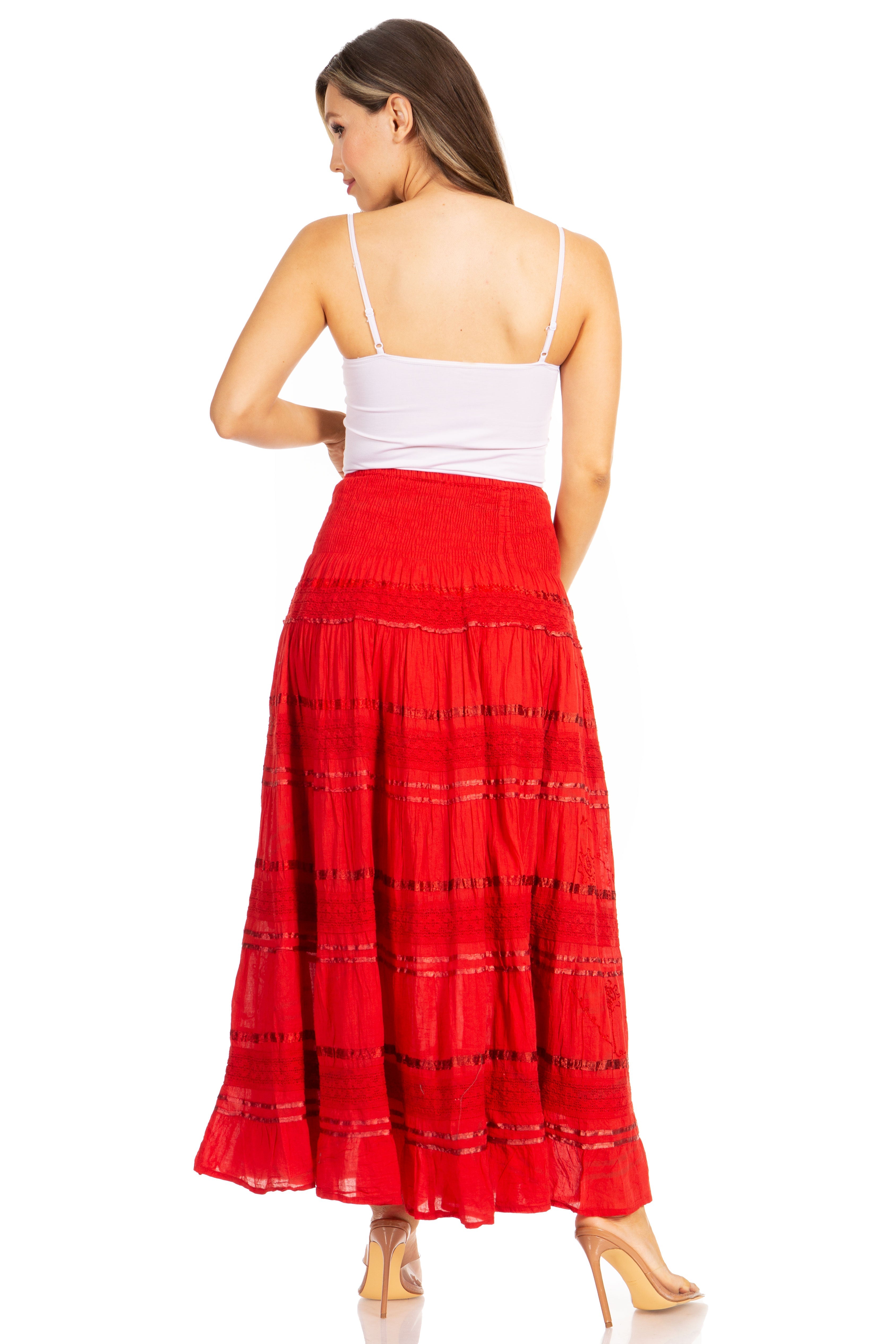Sakkas - Lace and Ribbon Peasant Boho Skirt