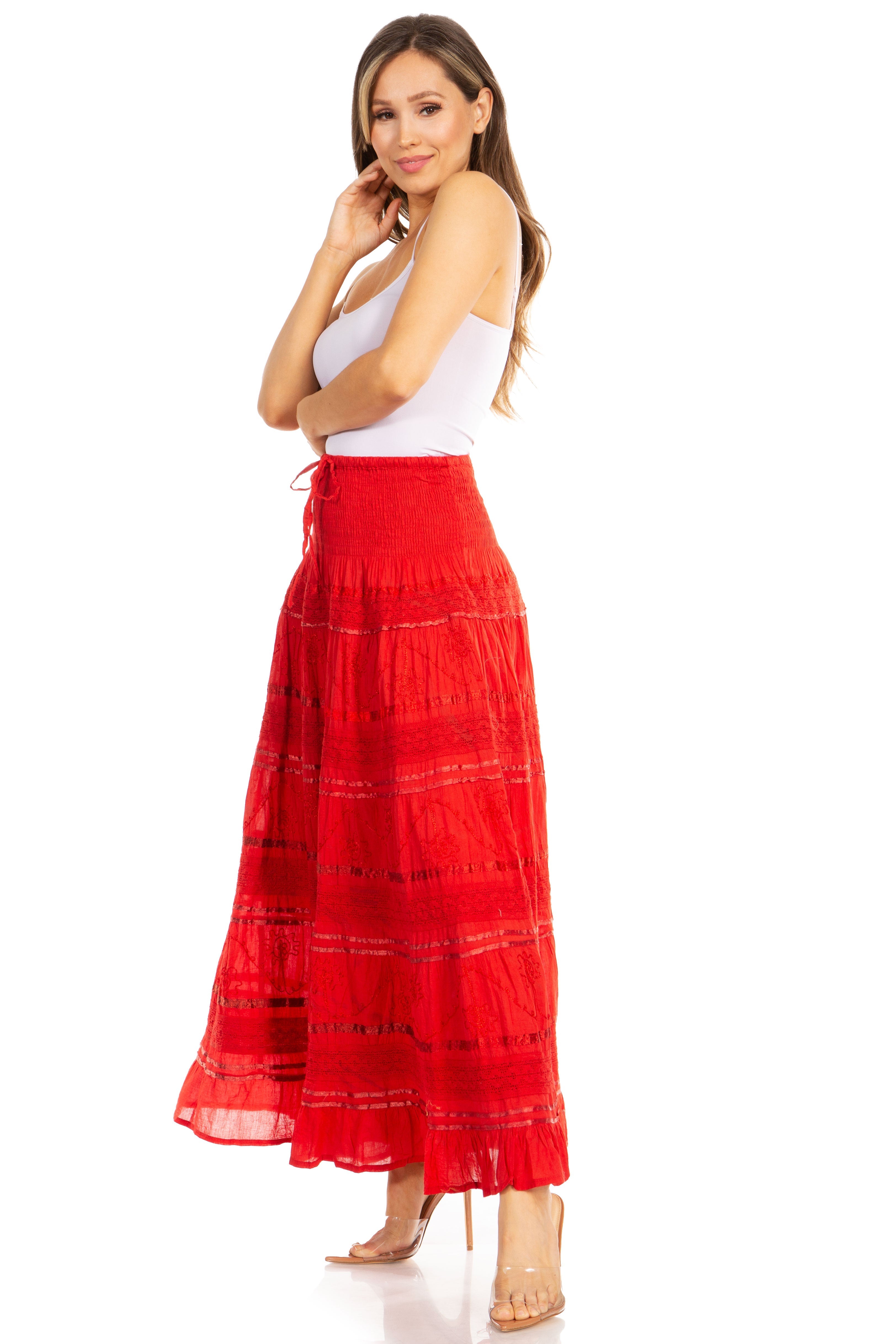 Sakkas - Lace and Ribbon Peasant Boho Skirt