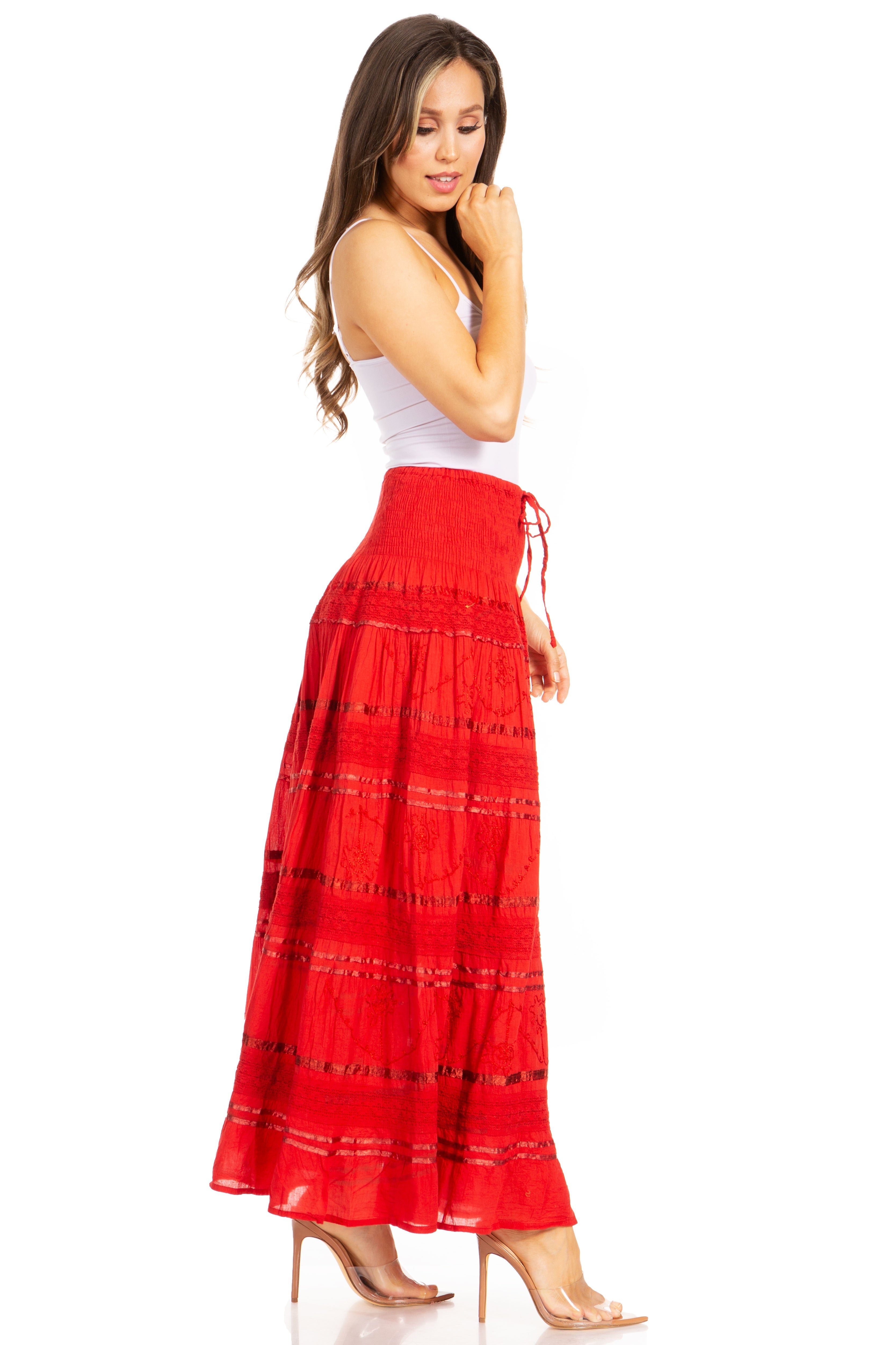 Sakkas - Lace and Ribbon Peasant Boho Skirt