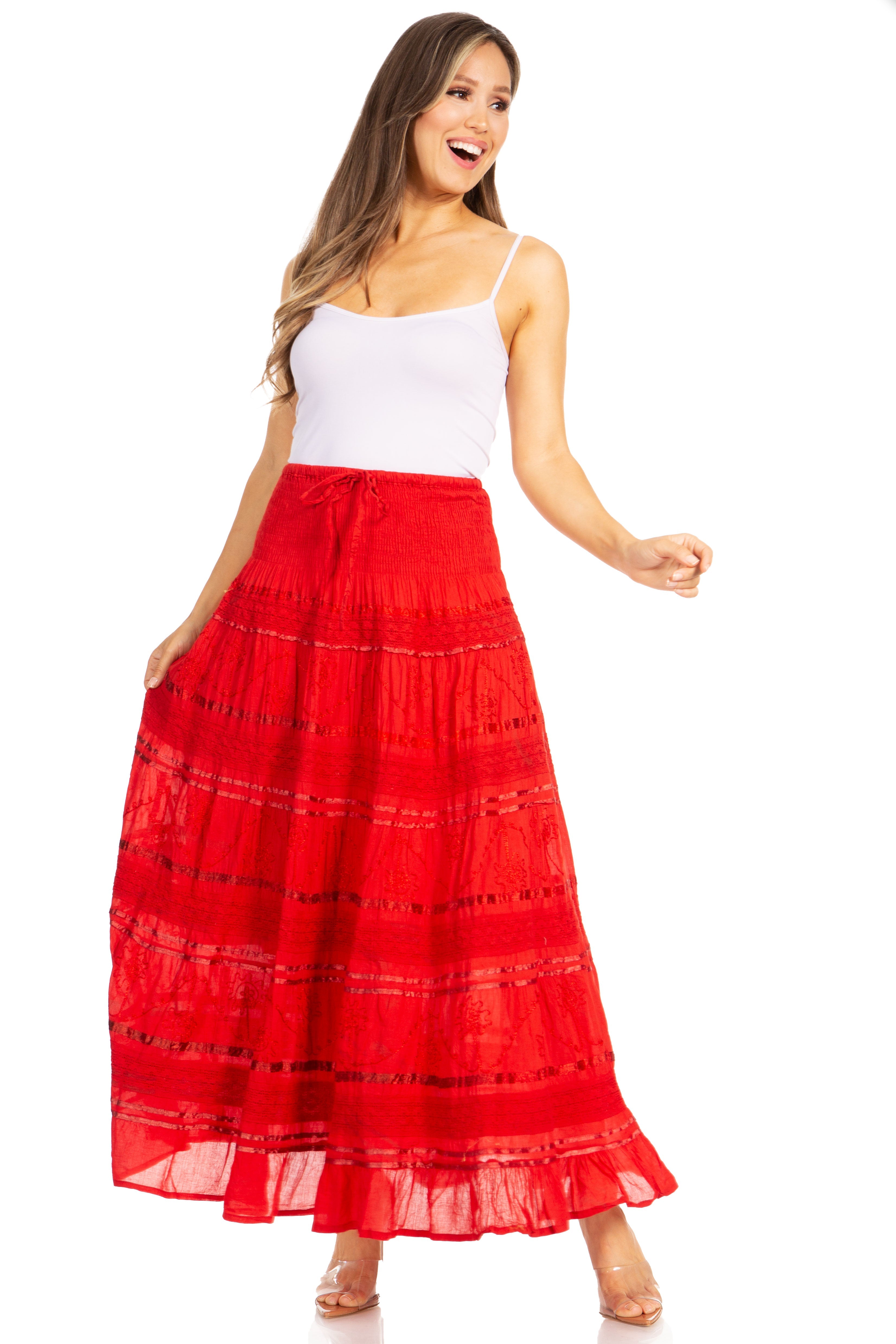 Sakkas - Lace and Ribbon Peasant Boho Skirt