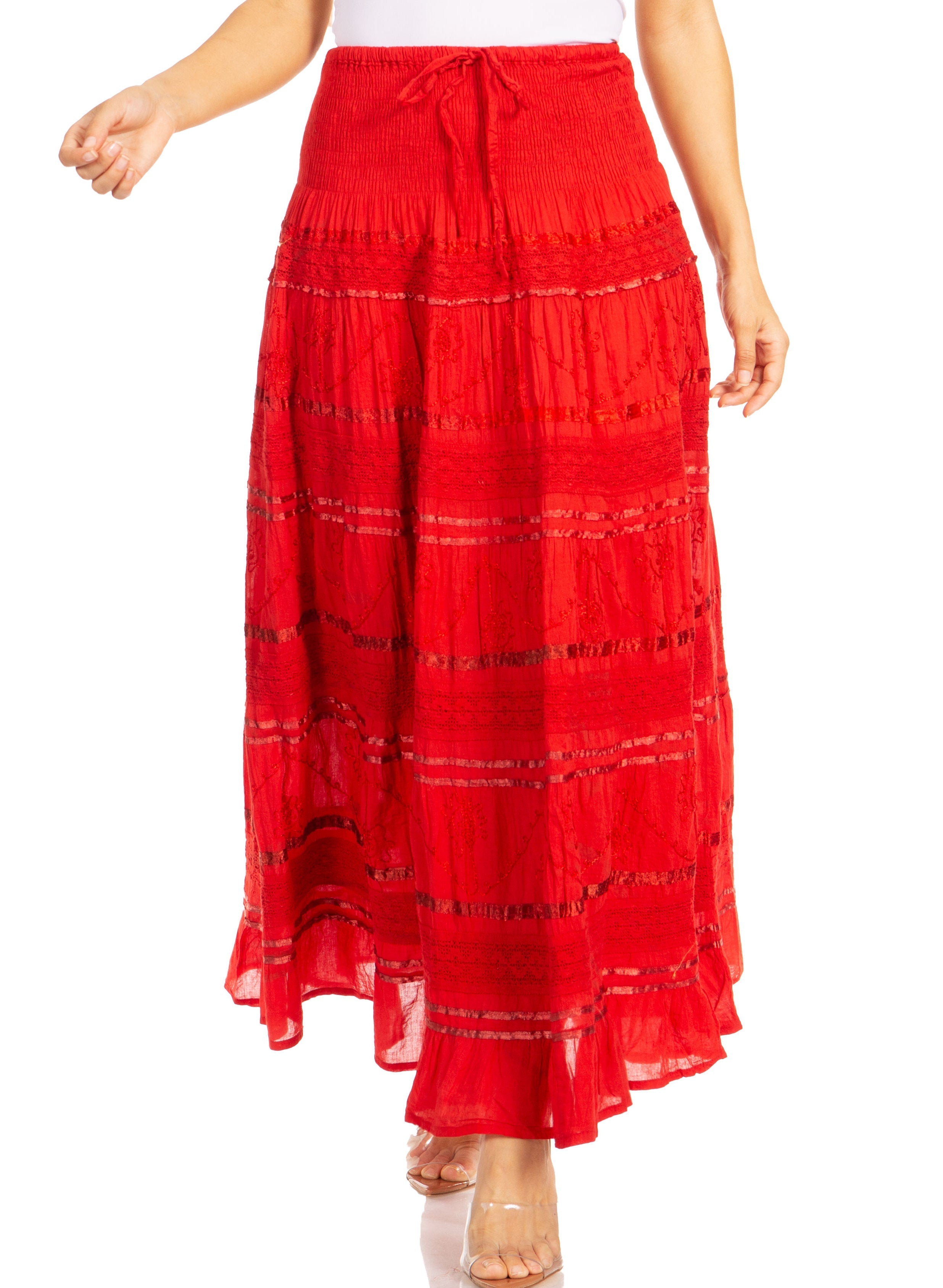 Sakkas - Lace and Ribbon Peasant Boho Skirt