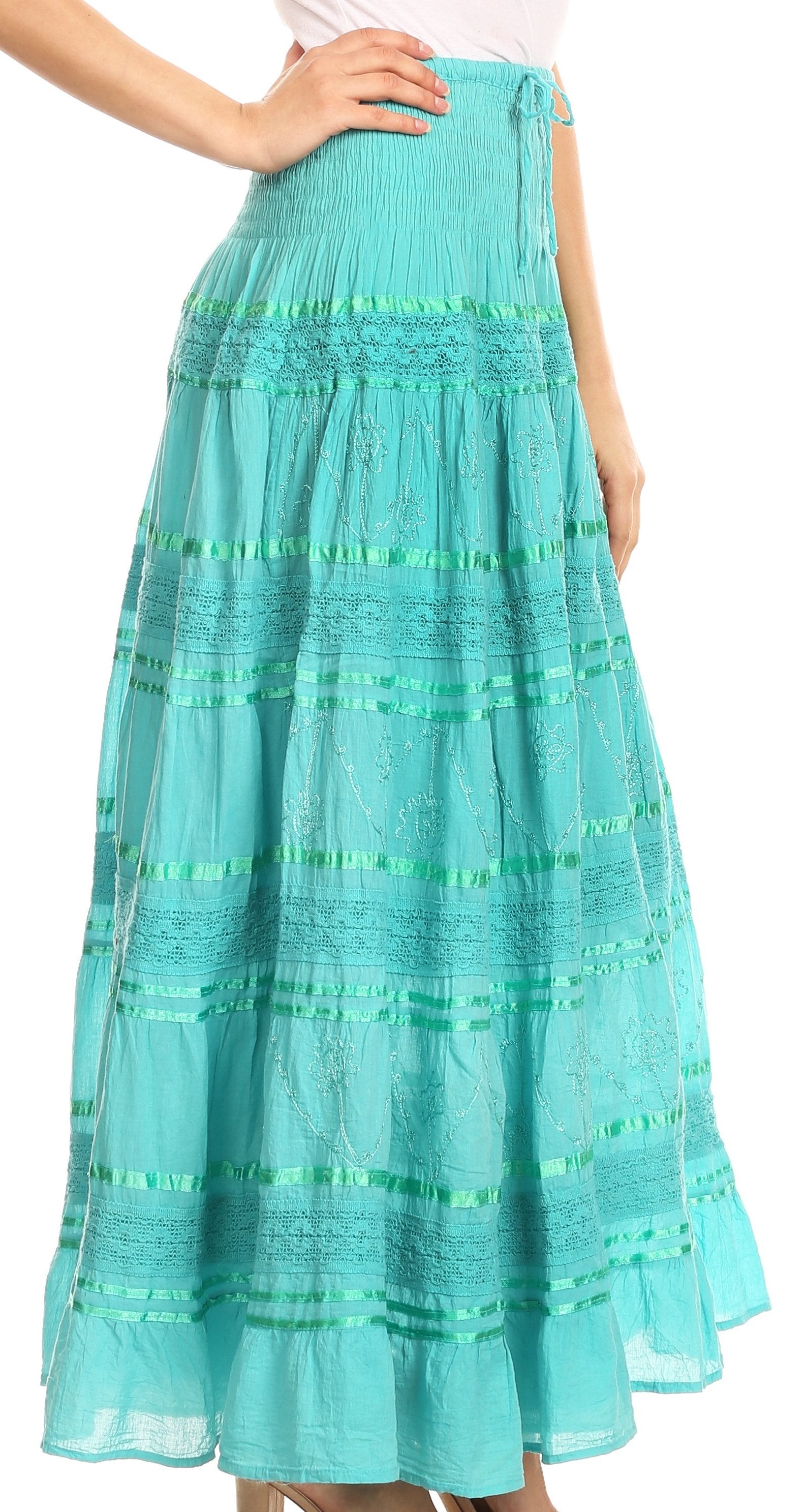 Sakkas - Lace and Ribbon Peasant Boho Skirt