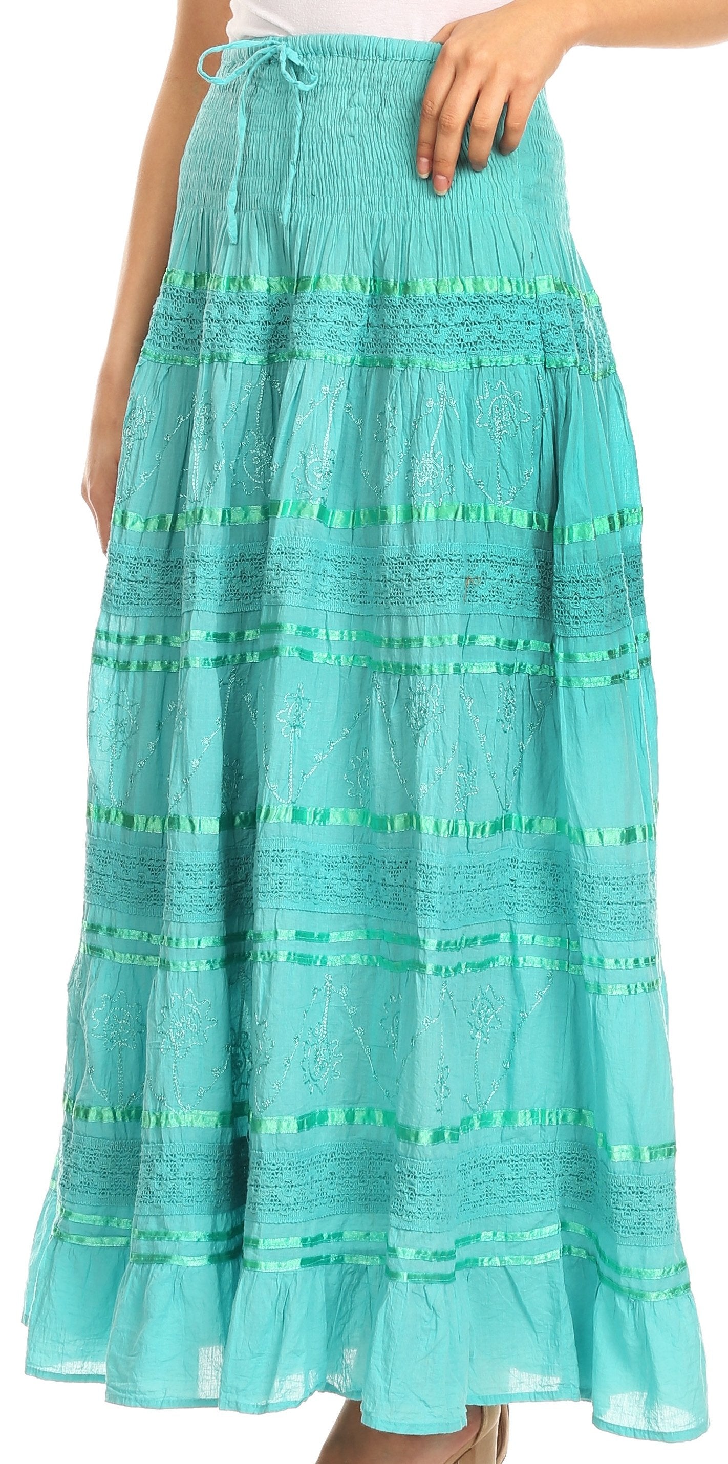 Sakkas - Lace and Ribbon Peasant Boho Skirt
