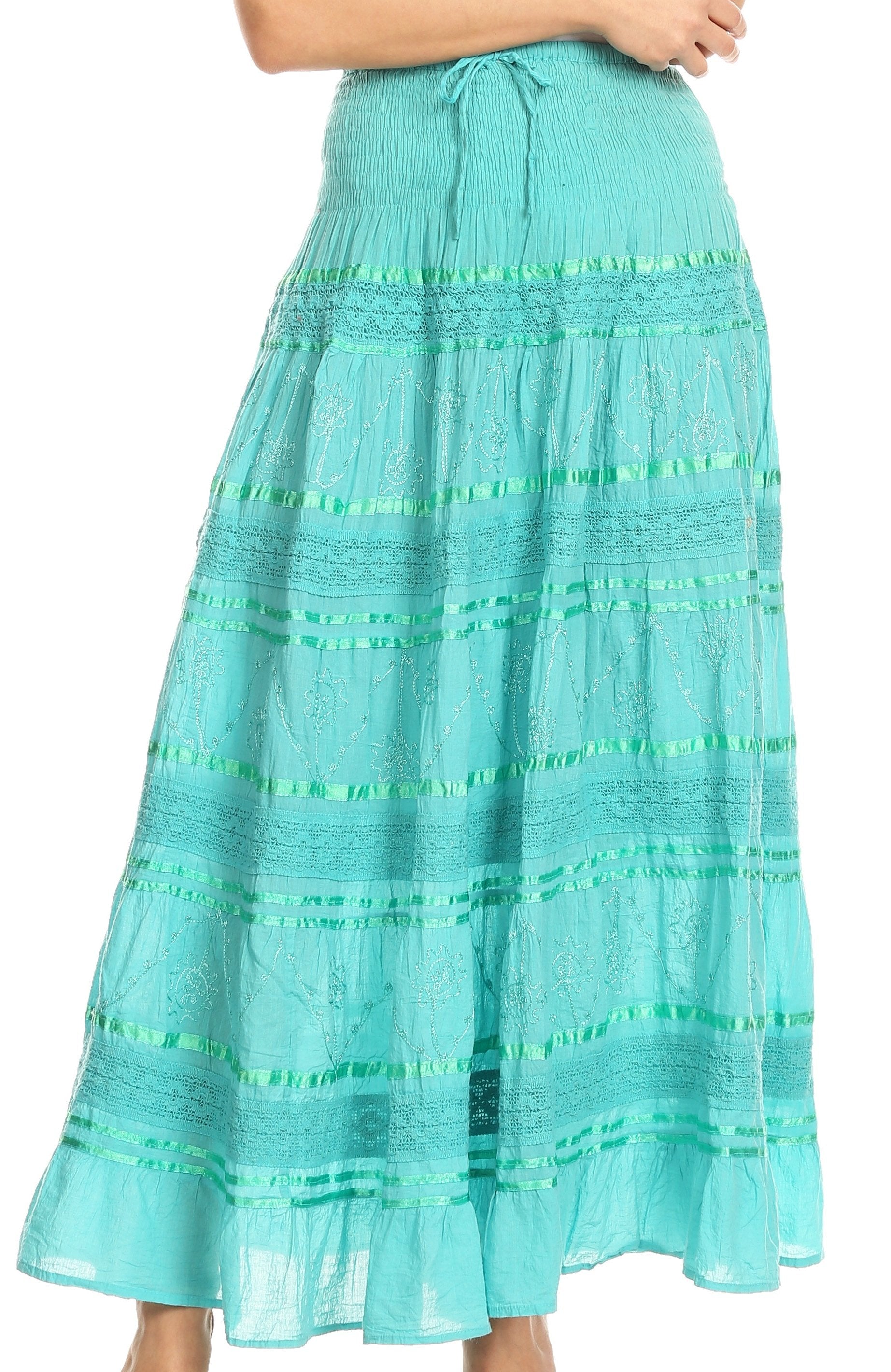 Sakkas - Lace and Ribbon Peasant Boho Skirt