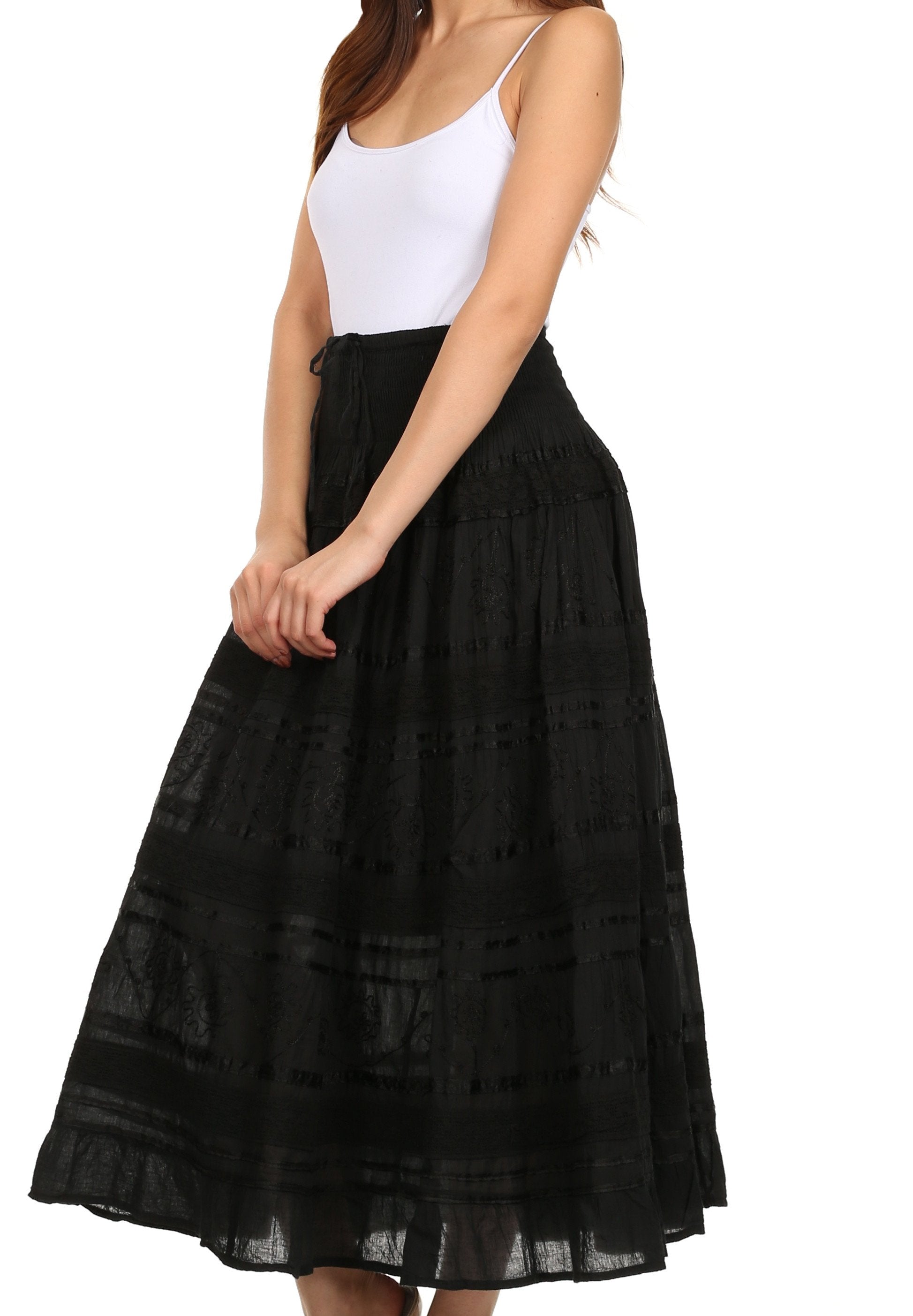 Sakkas - Lace and Ribbon Peasant Boho Skirt