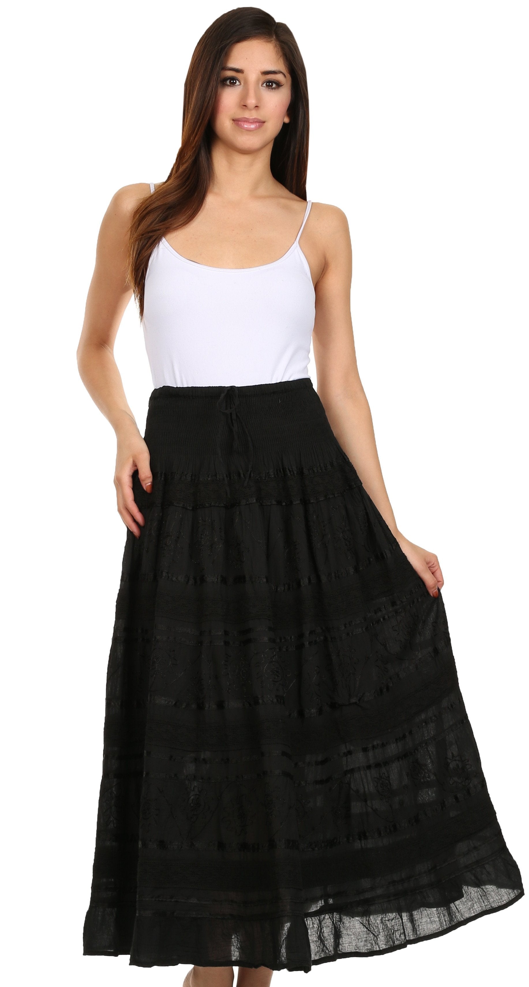 Sakkas - Lace and Ribbon Peasant Boho Skirt